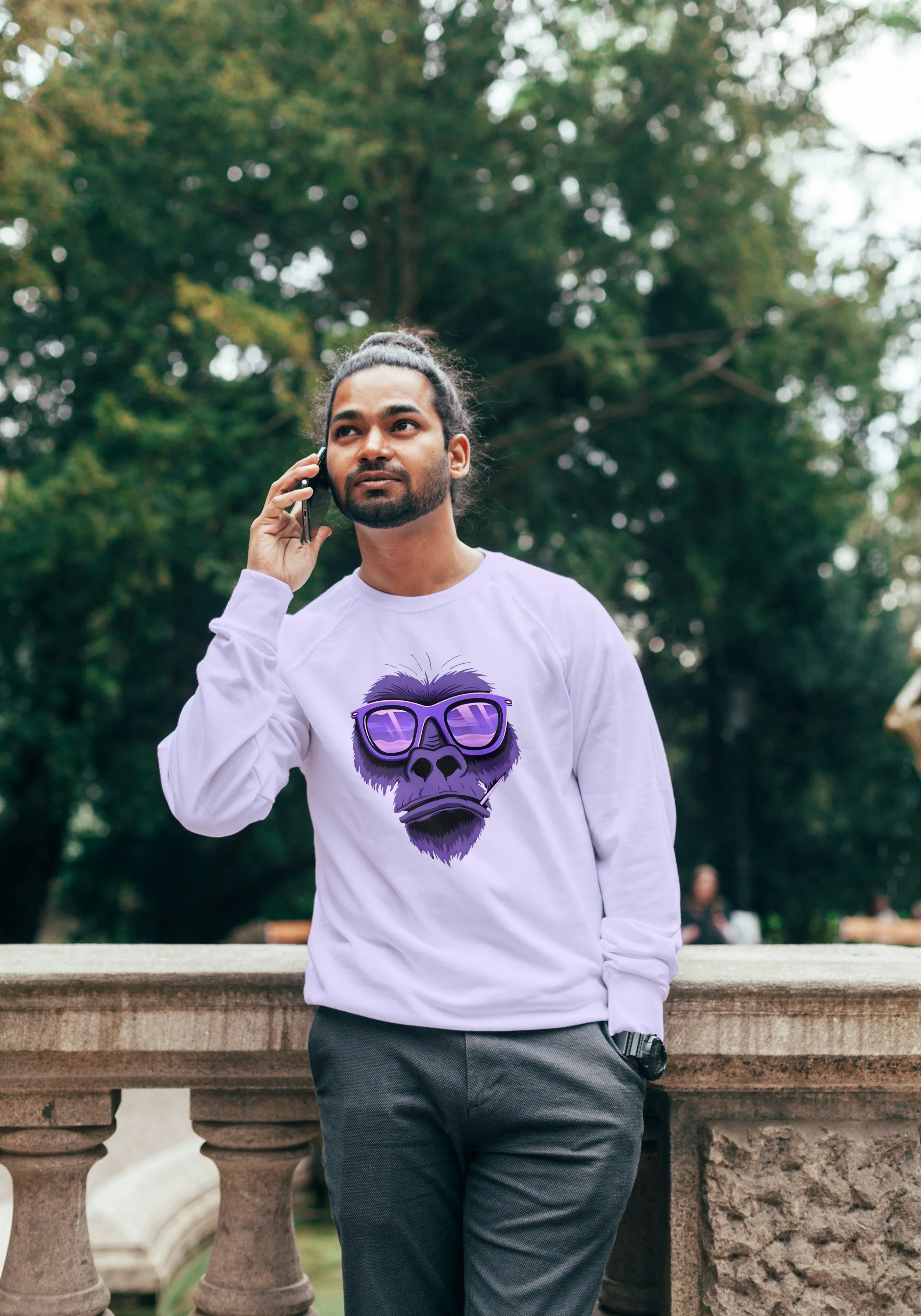 Purple Gorilla Graphic Sweatshirt for Men - Not So Suttle