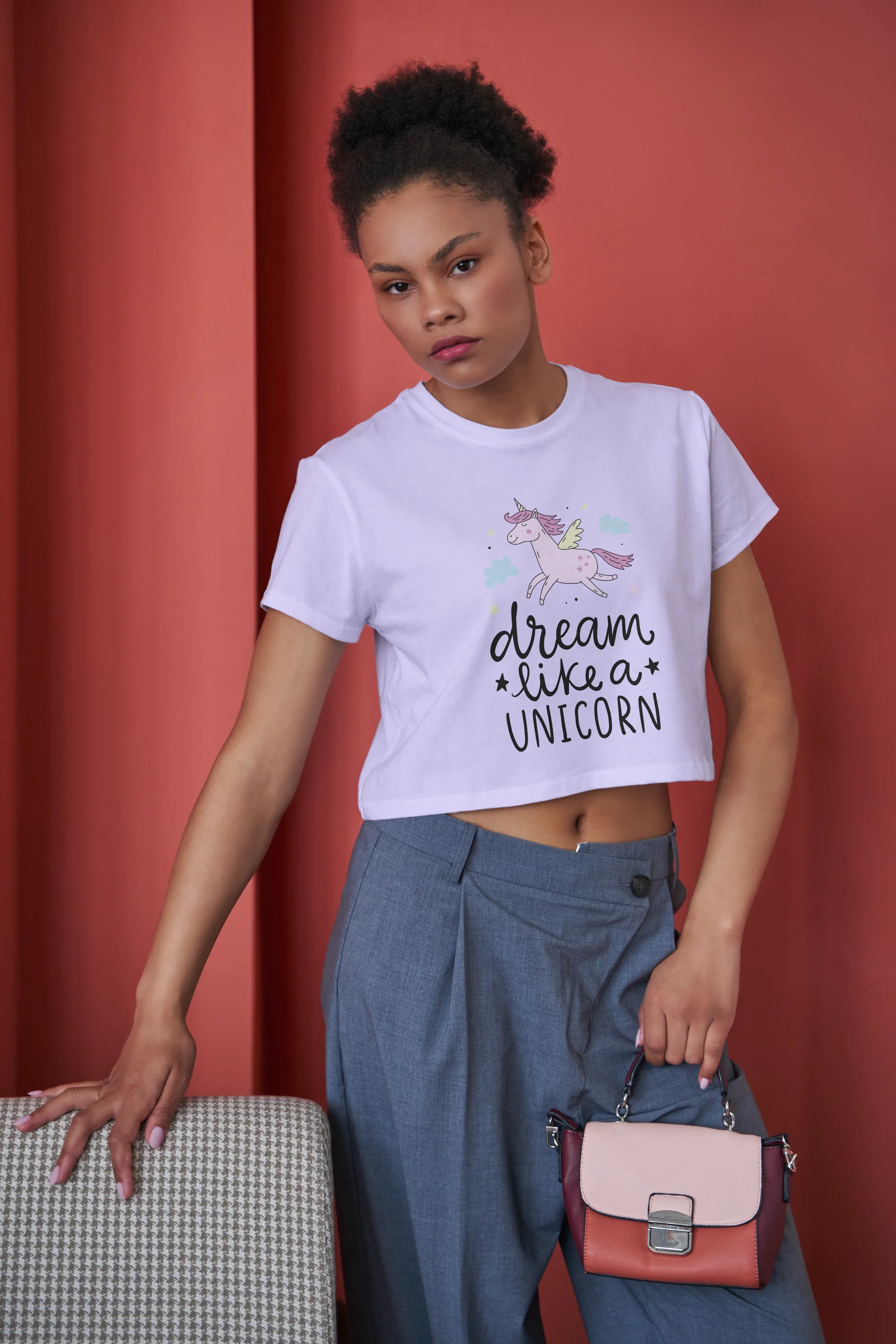 Dream Lika a Unicorn Graphic Crop Top for Women - Not So Suttle