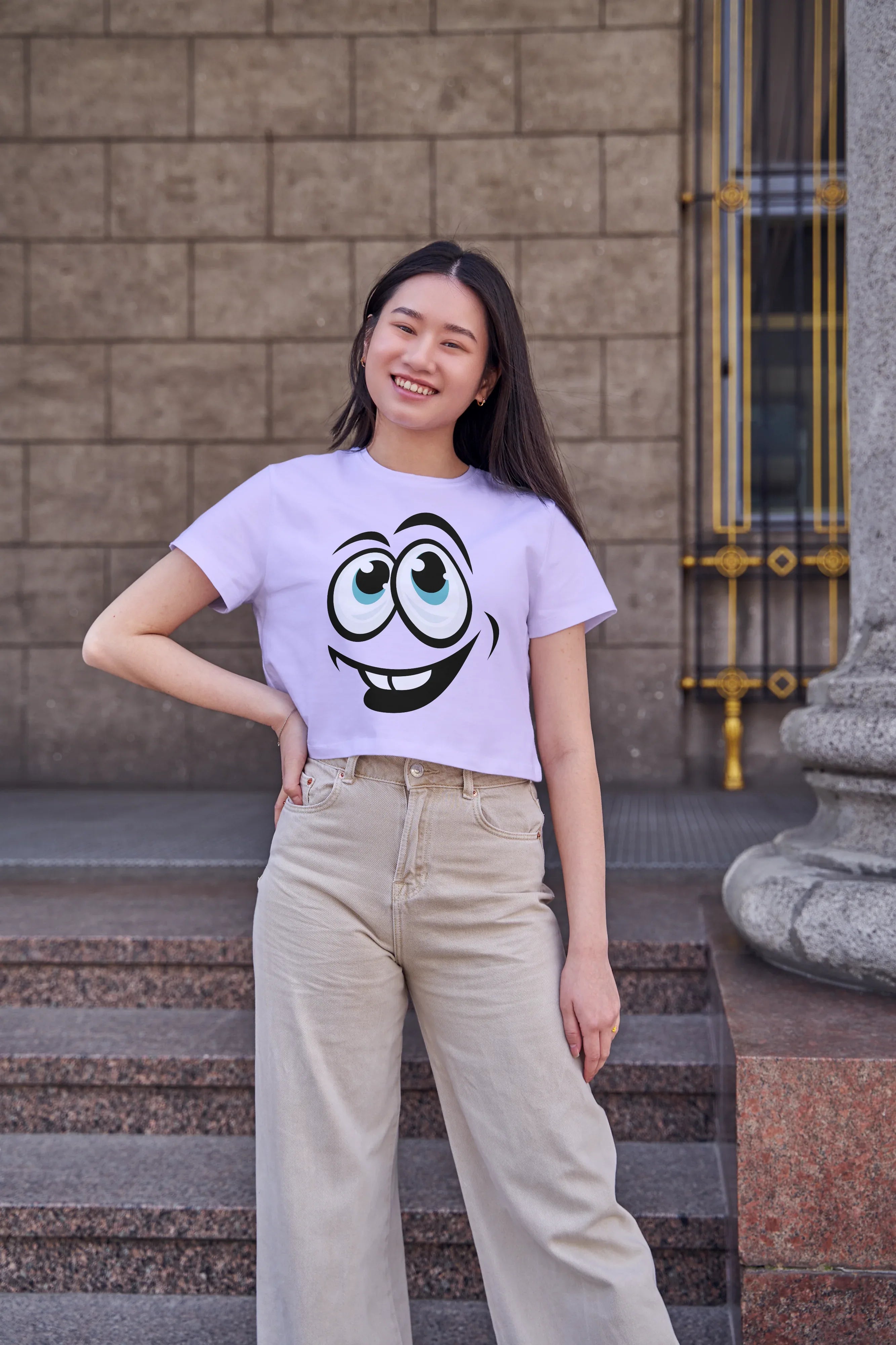 Smiley Graphic Crop Top for Women - Not So Suttle