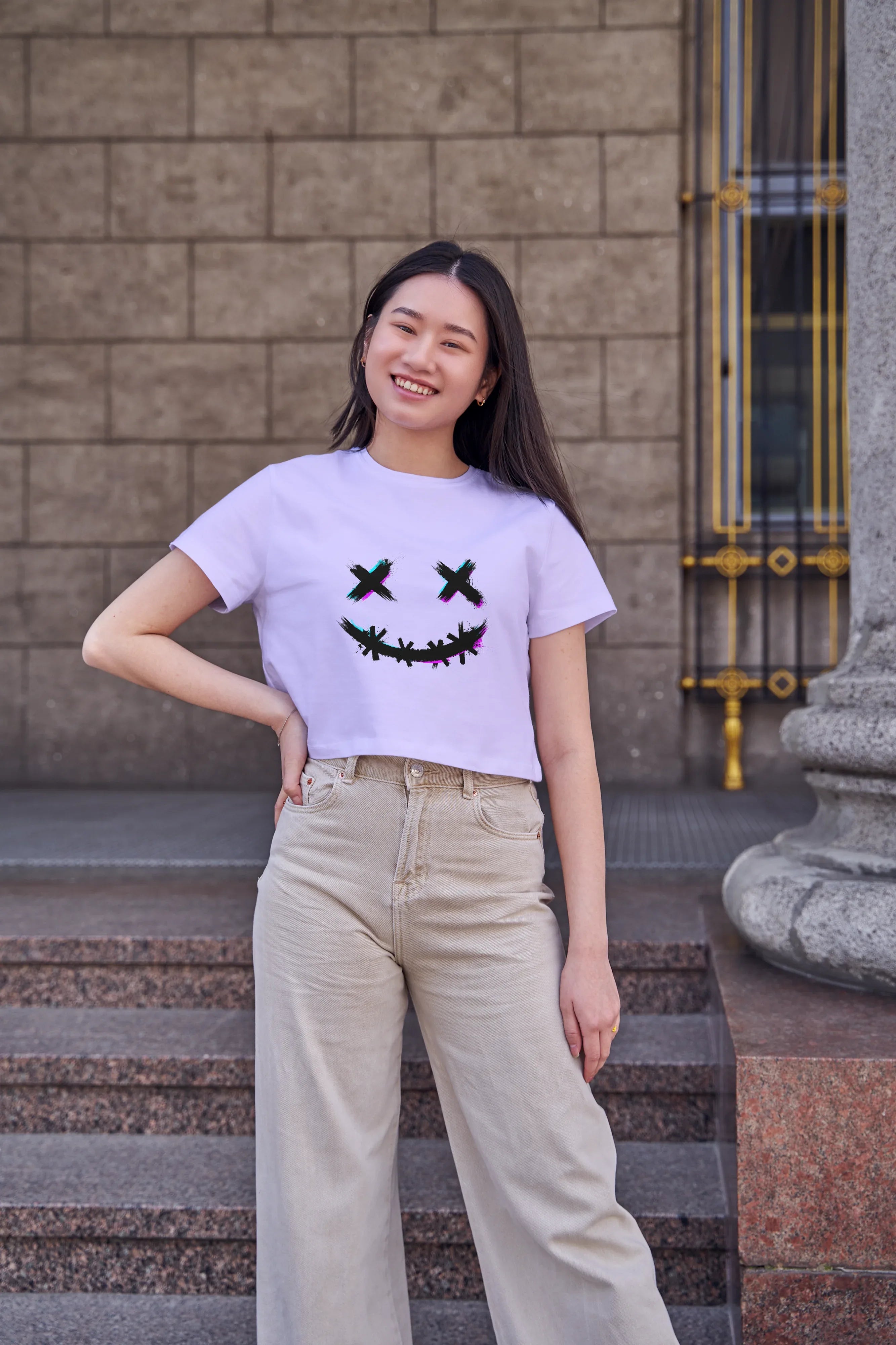 Monster Smile Graphic Crop Top for Women - Not So Suttle