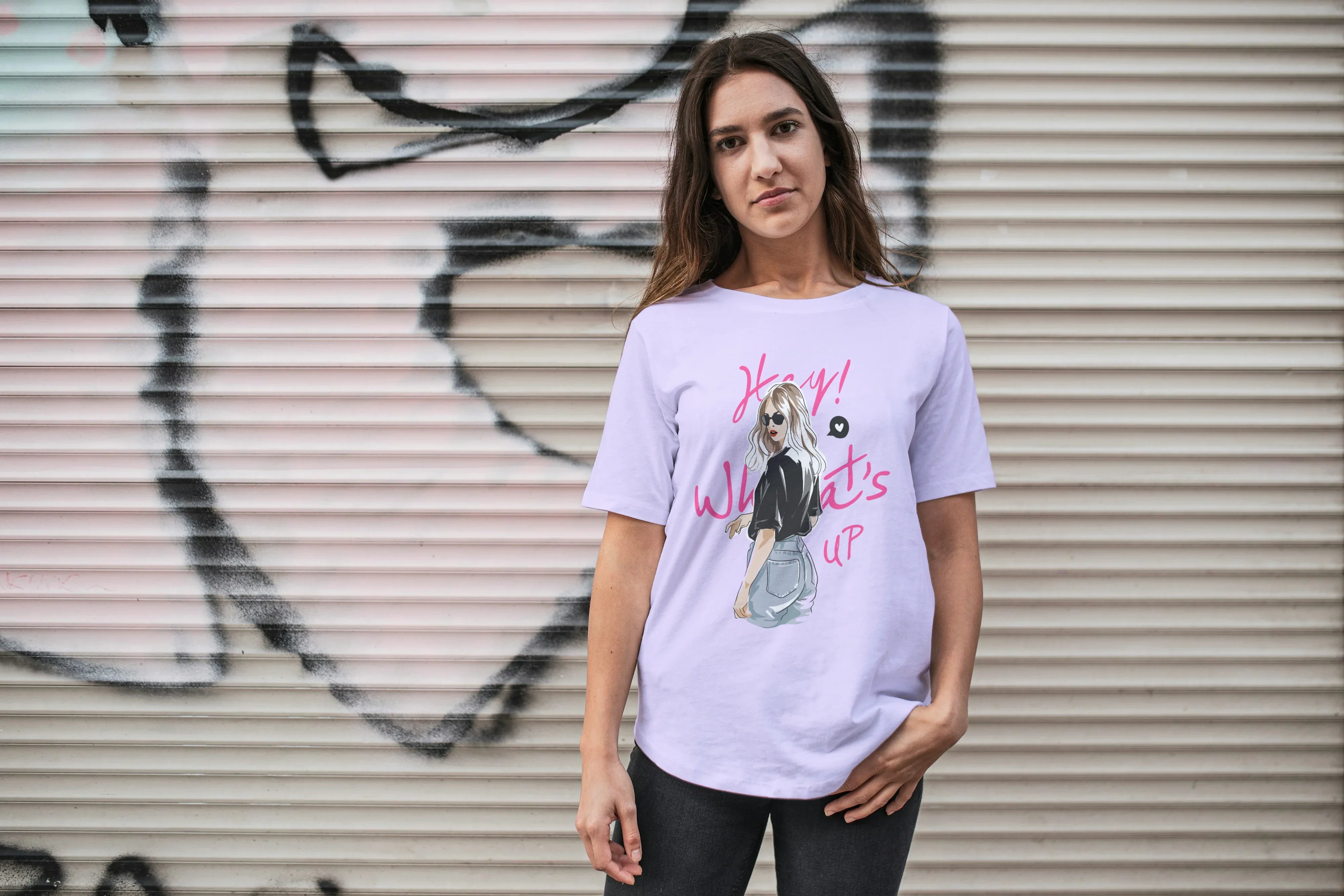 Hey ! What's Up Graphic Oversized Classic T-Shirt for Women - Not So Suttle