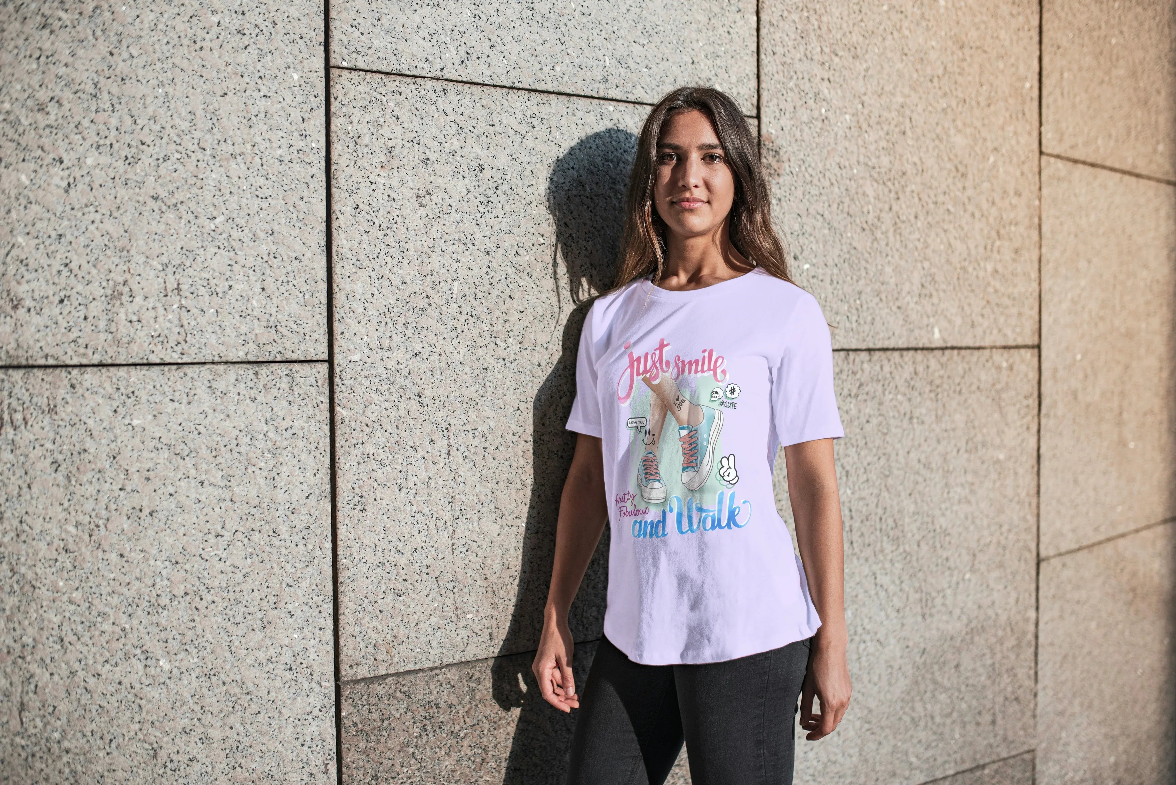 Just Smile and Walk Graphic Oversized Classic T-Shirt for Women - Not So Suttle