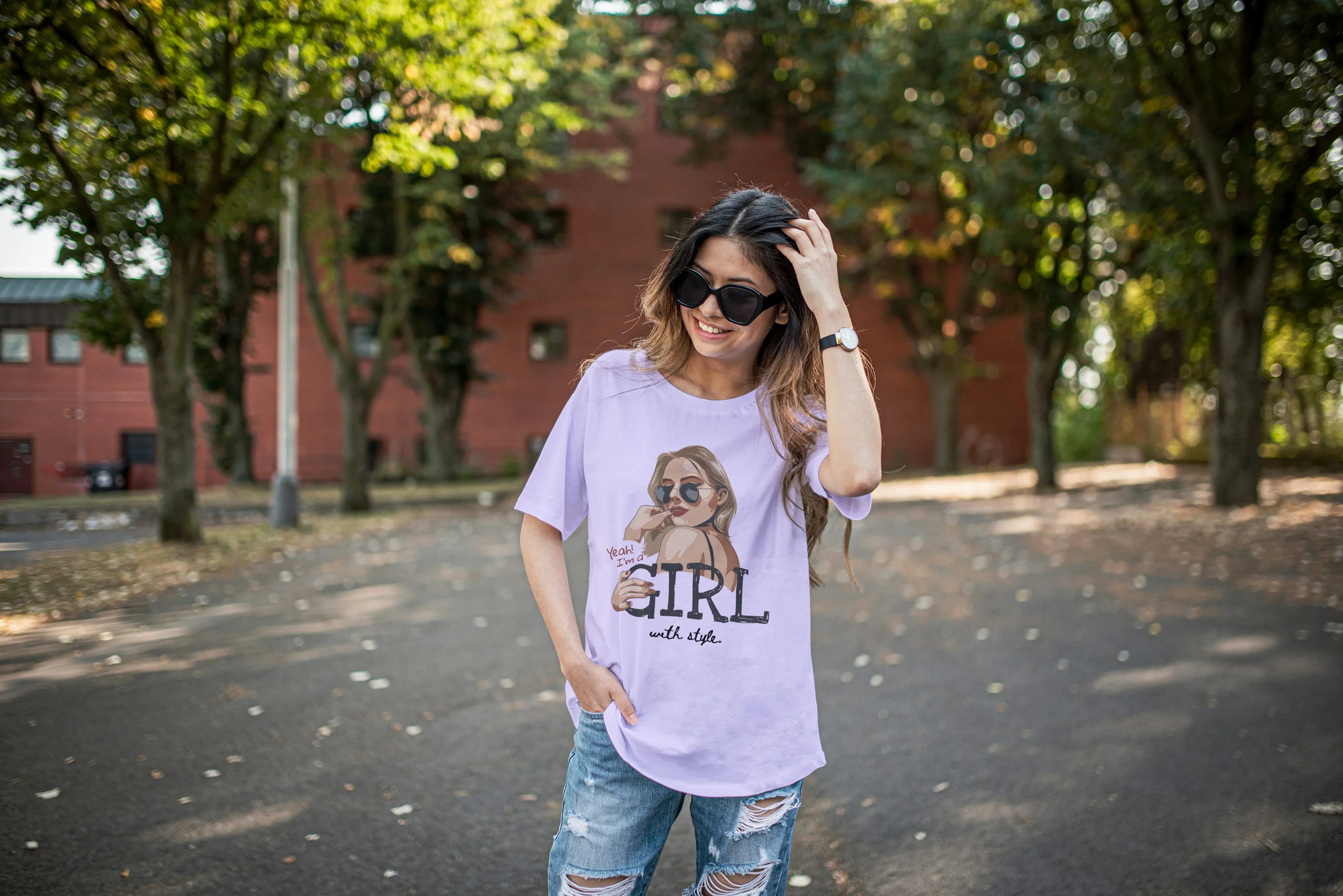Girl With Style Graphic Oversized Classic T-Shirt for Women - Not So Suttle