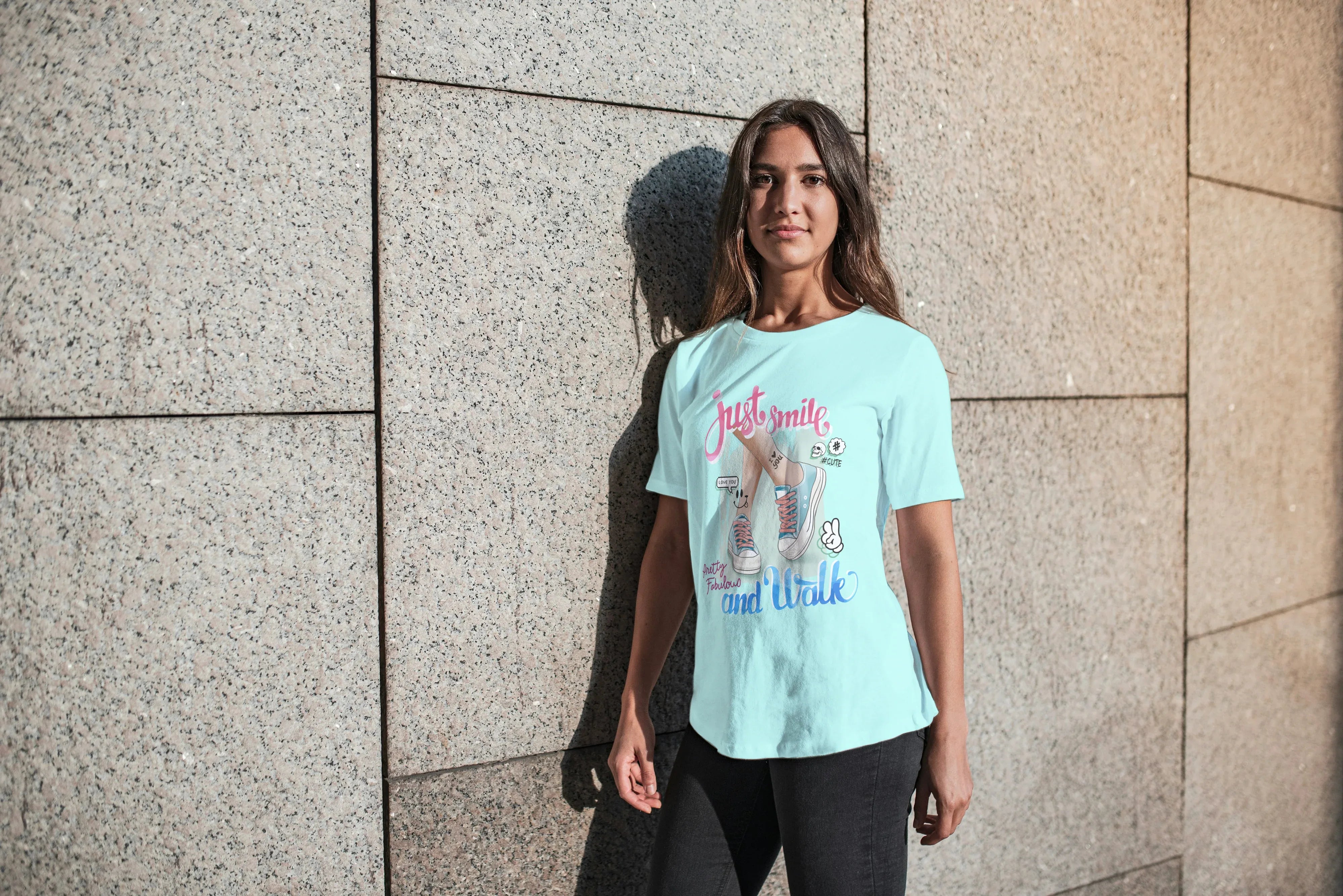 Just Smile and Walk Graphic Oversized Classic T-Shirt for Women - Not So Suttle