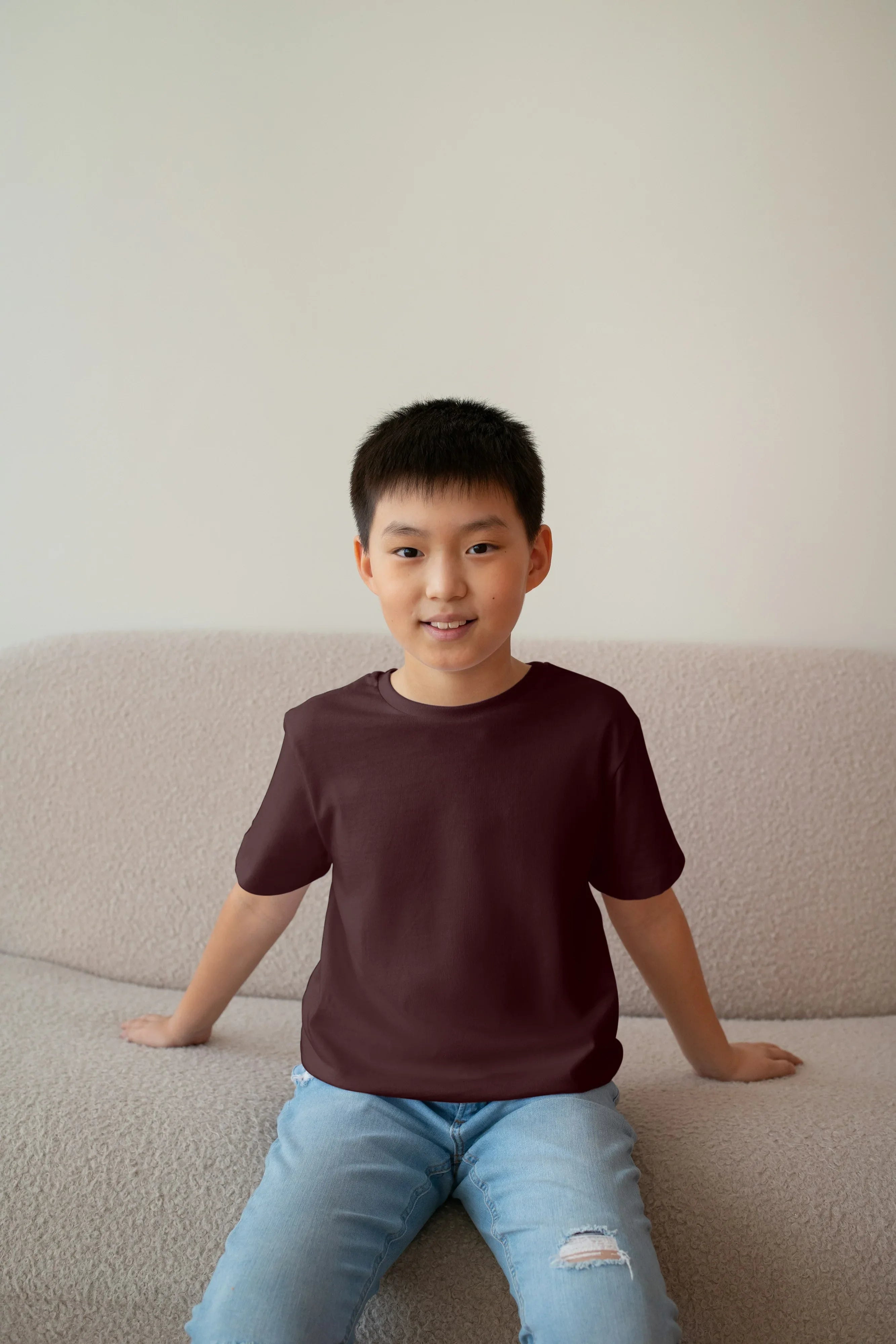 Boy's Crew Neck T-Shirt Maroon - Not So Suttle