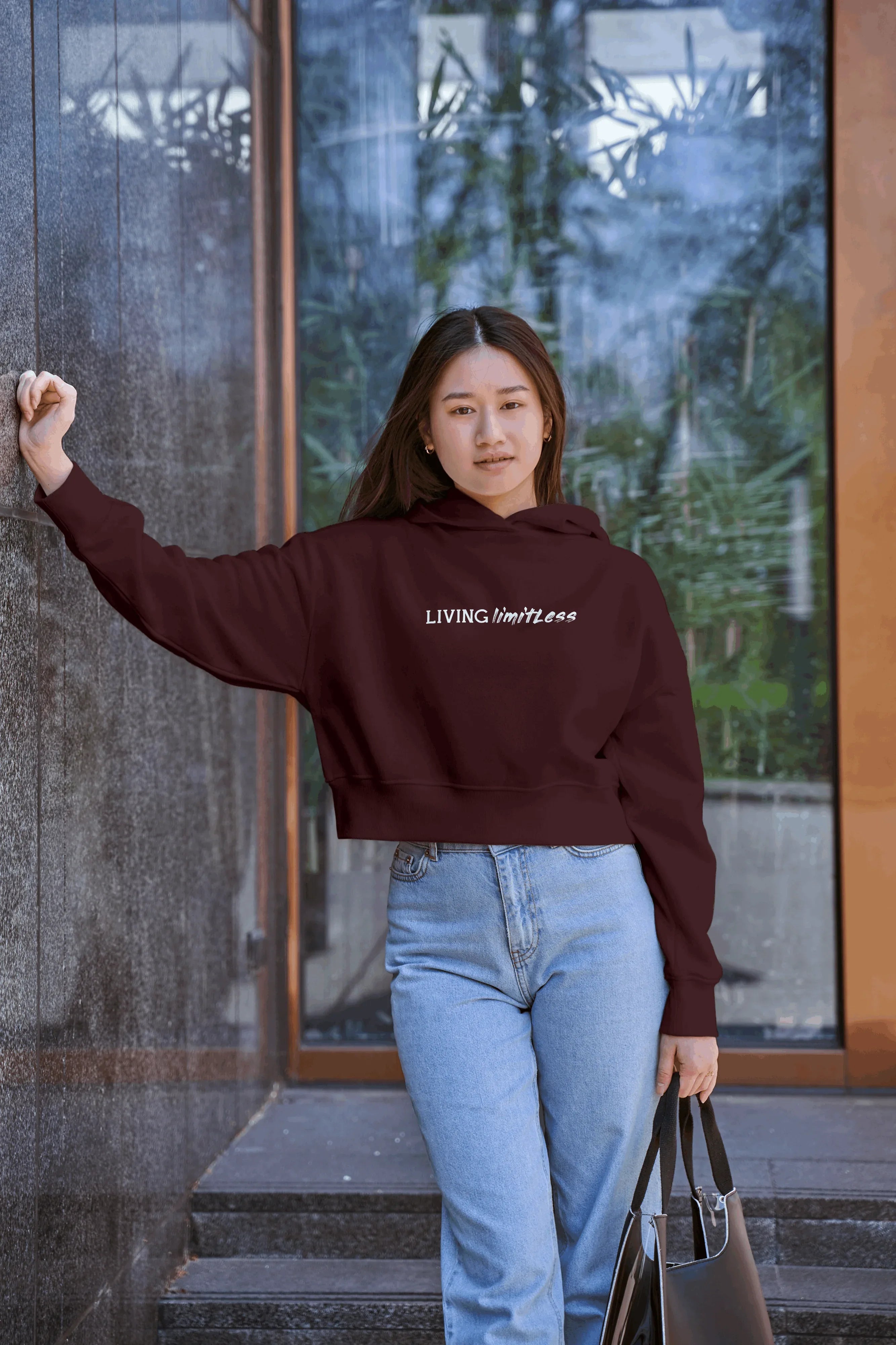 Living Limitless Graphic Cropped Hoodie for Women - Not So Suttle