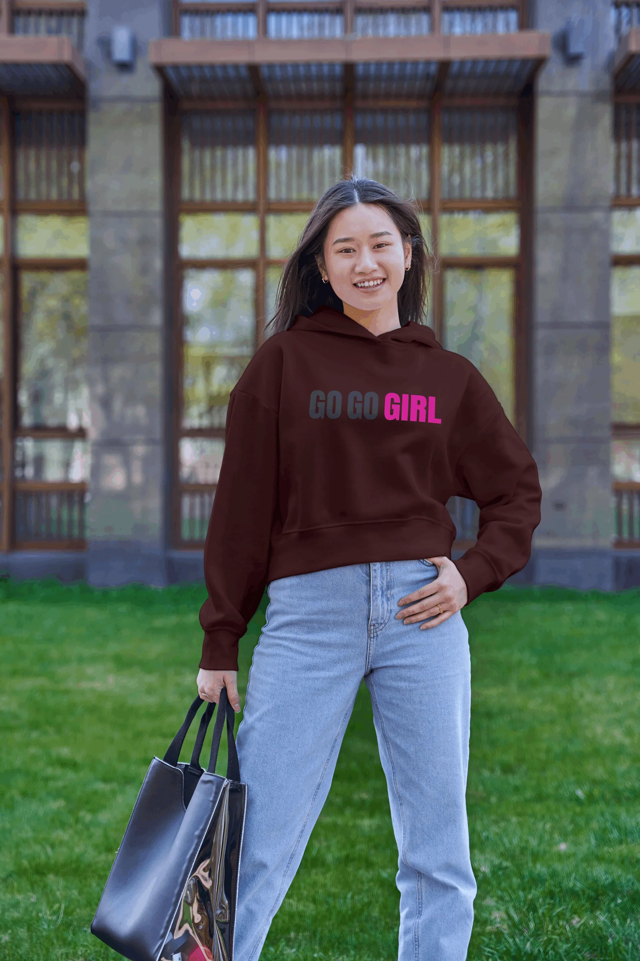 Go Go Girl Graphic Cropped Hoodie for Women - Not So Suttle