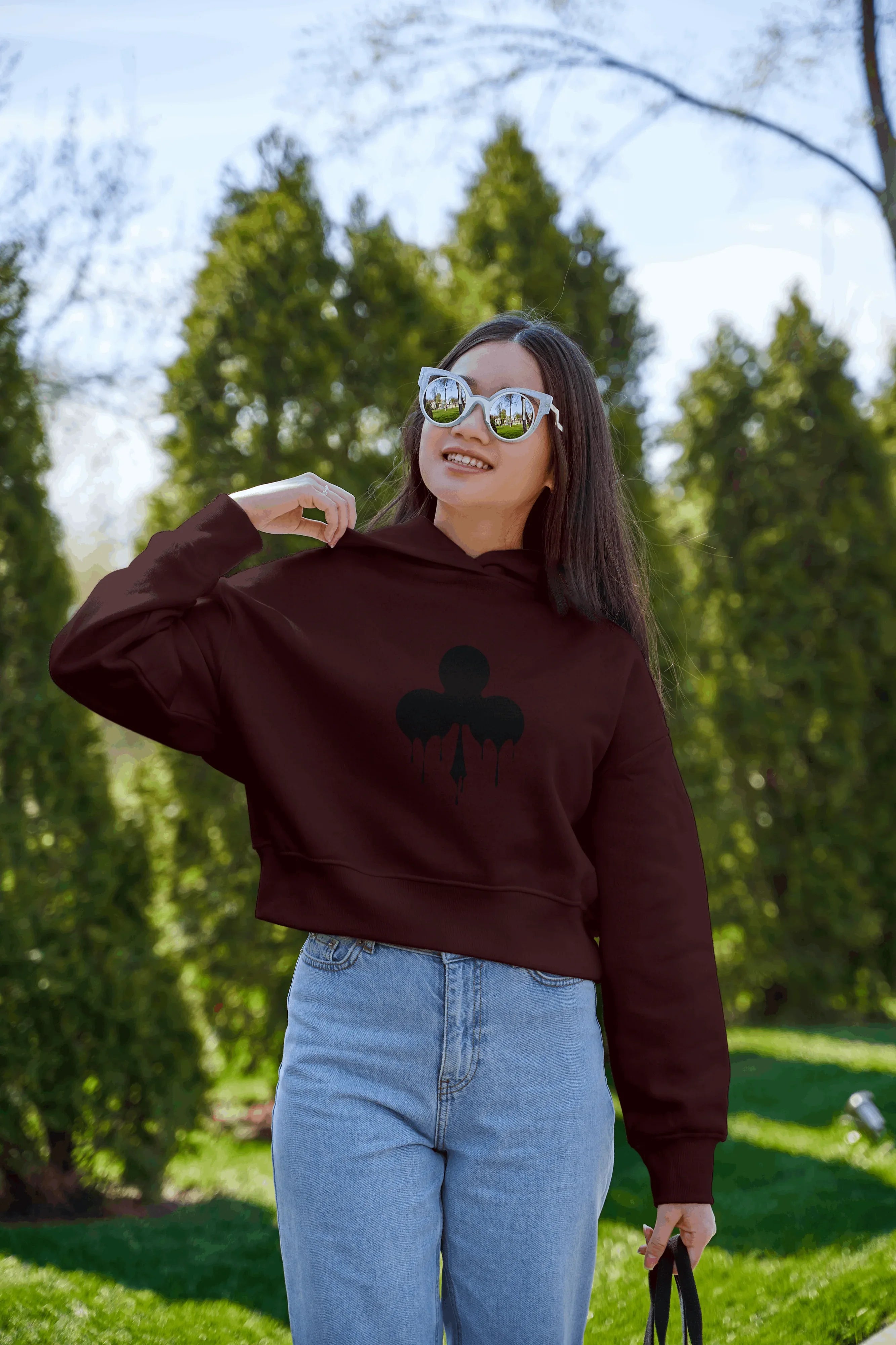 Spade Graphic Cropped Hoodie for Women - Not So Suttle
