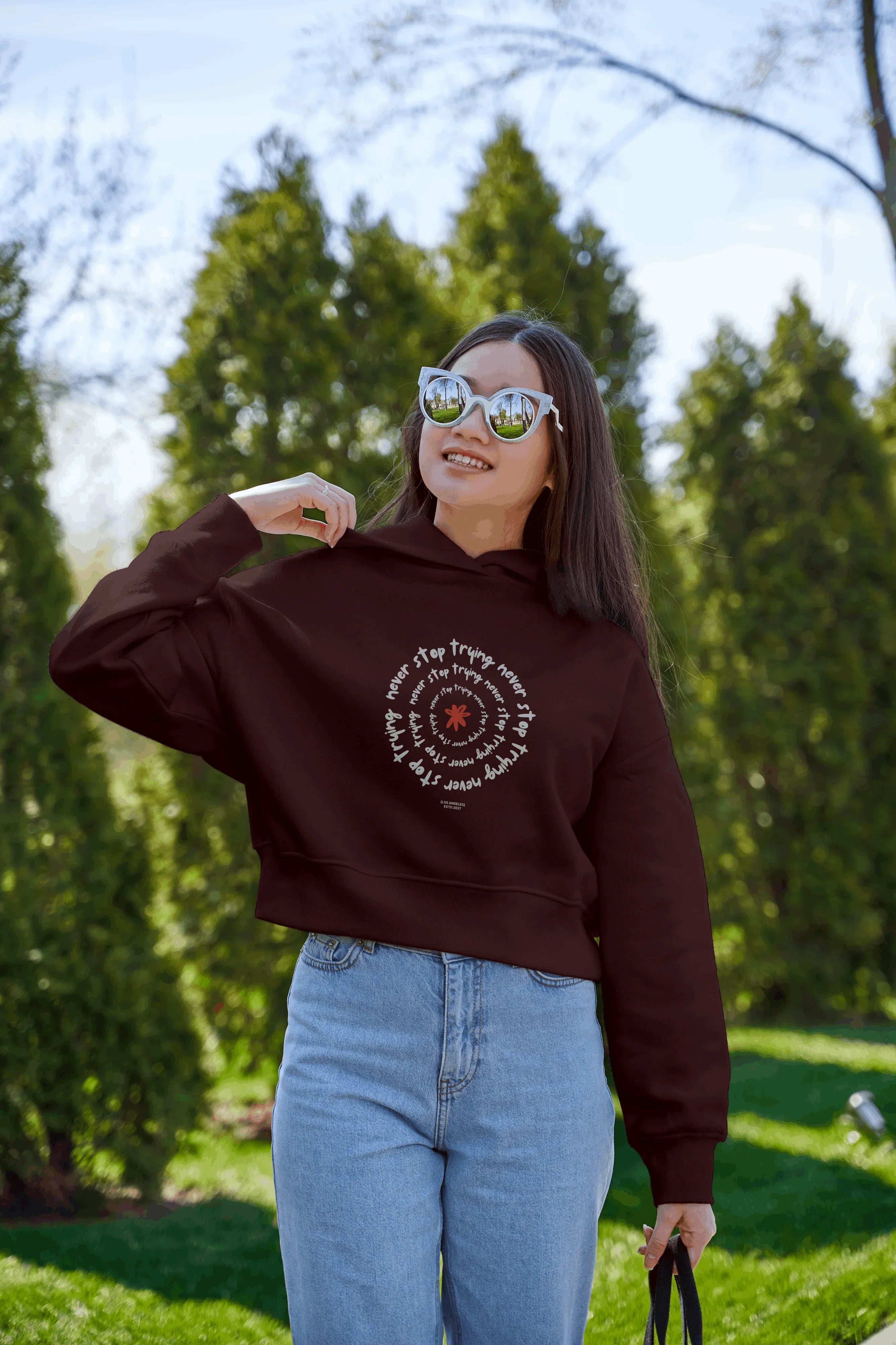 Never Stop Trying Graphic Cropped Hoodie for Women - Not So Suttle