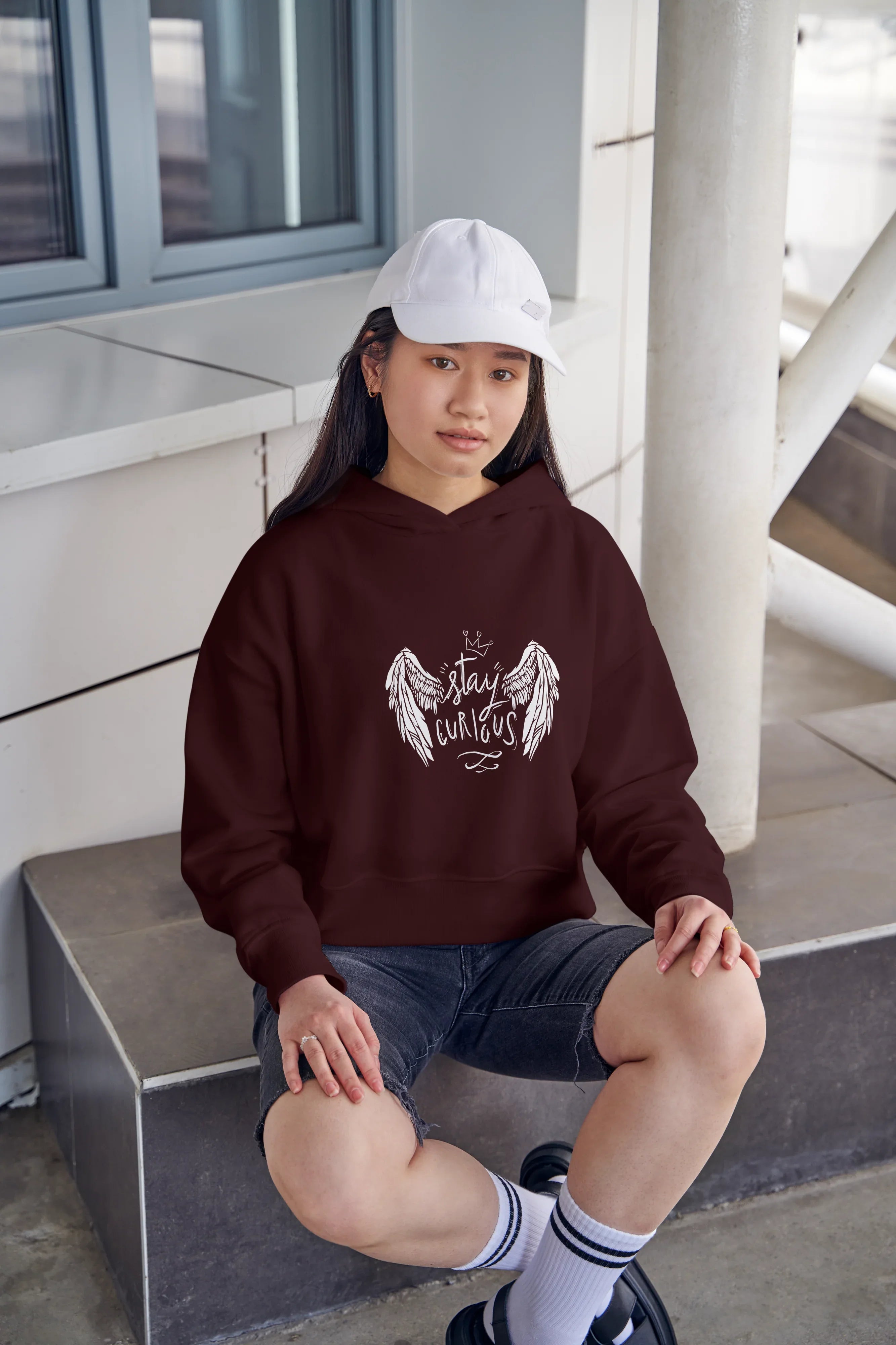 Stay Curious Graphic Cropped Hoodie for Women - Not So Suttle