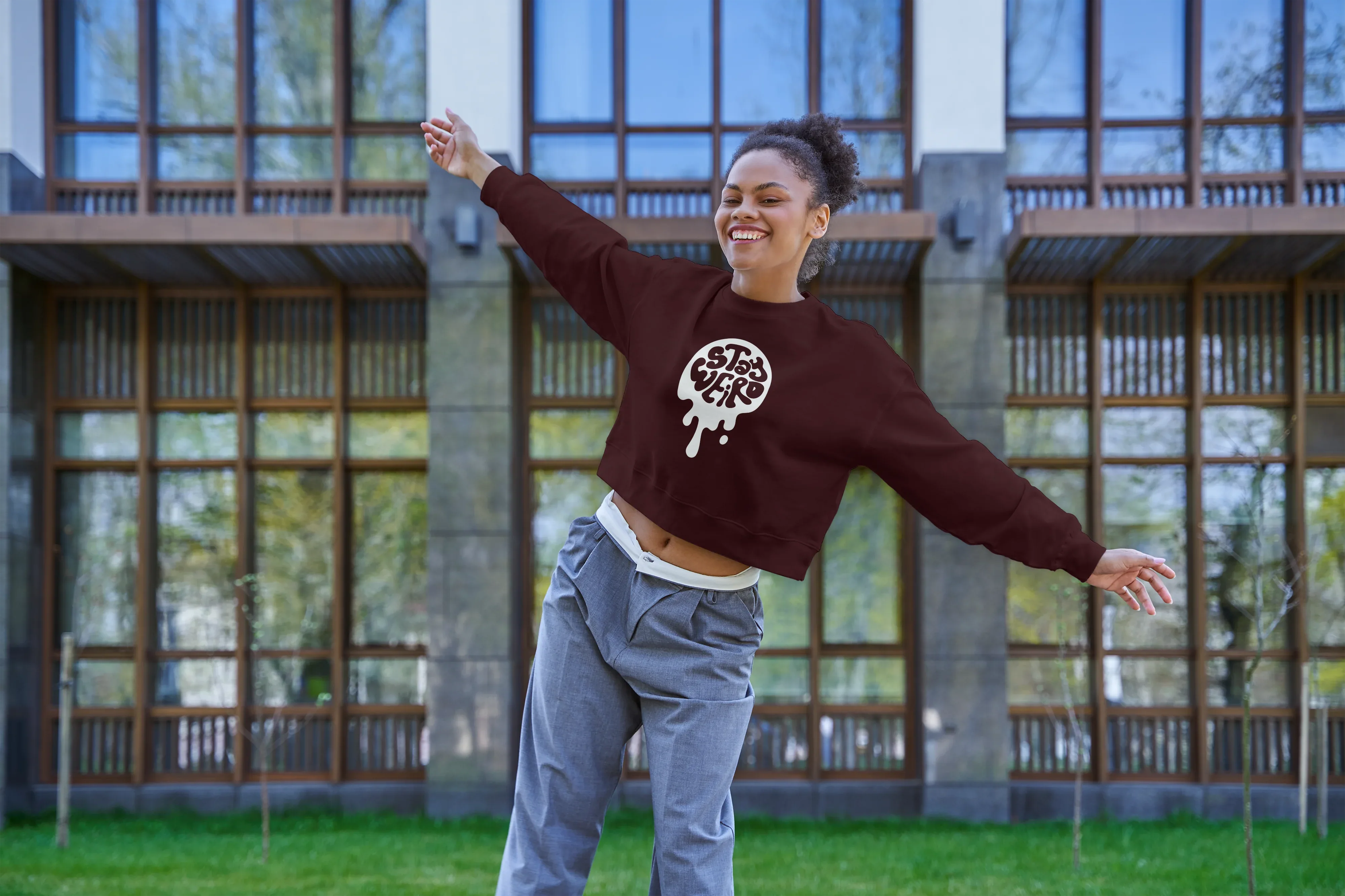 Stay Wired Graphic Cropped Hoodie for Women - Not So Suttle