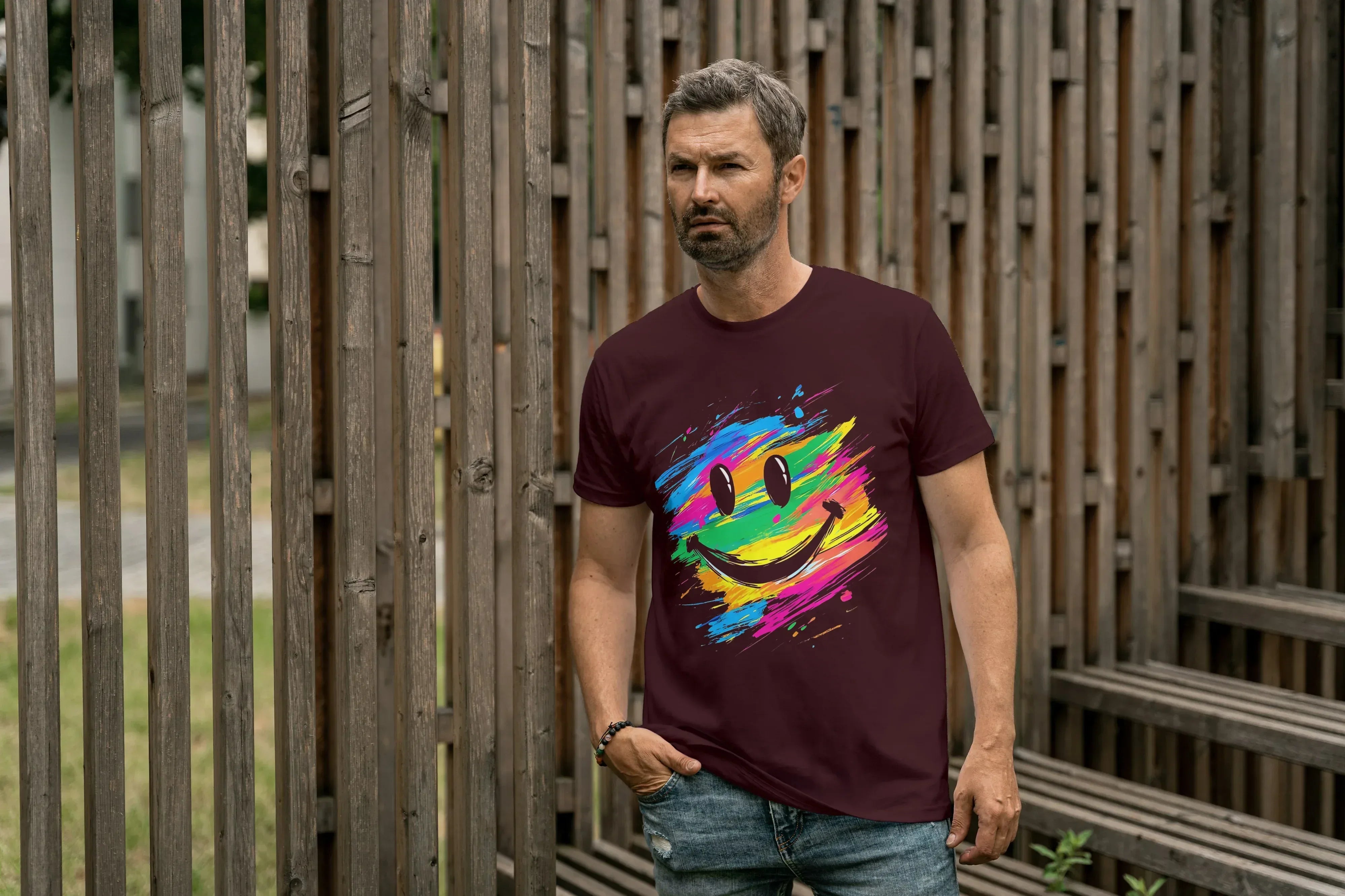 Color Smile Graphic T-Shirt for Men - Not So Suttle