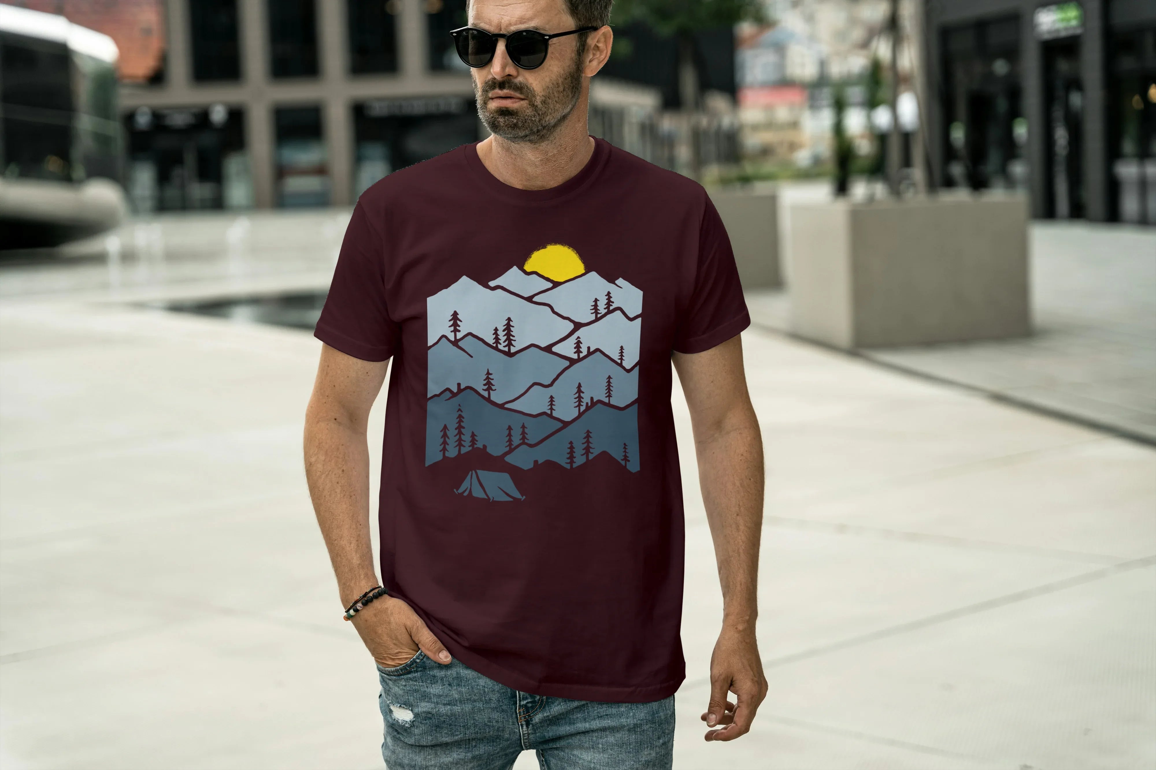 Mountains Graphic Classic Crew T-Shirt for Men - Not So Suttle