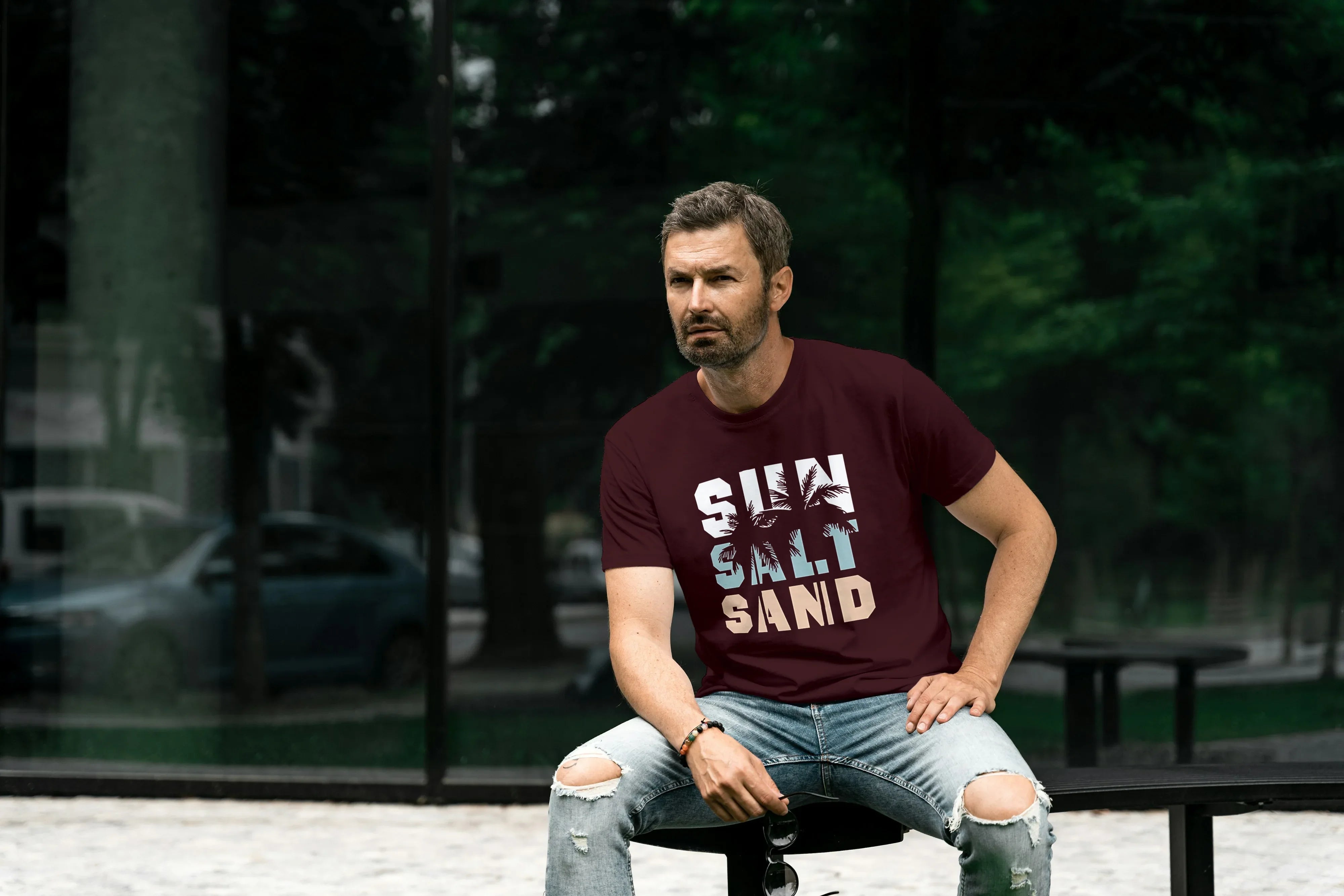 Sun Salt Sand Graphic Classic Crew T-Shirt for Men - Not So Suttle