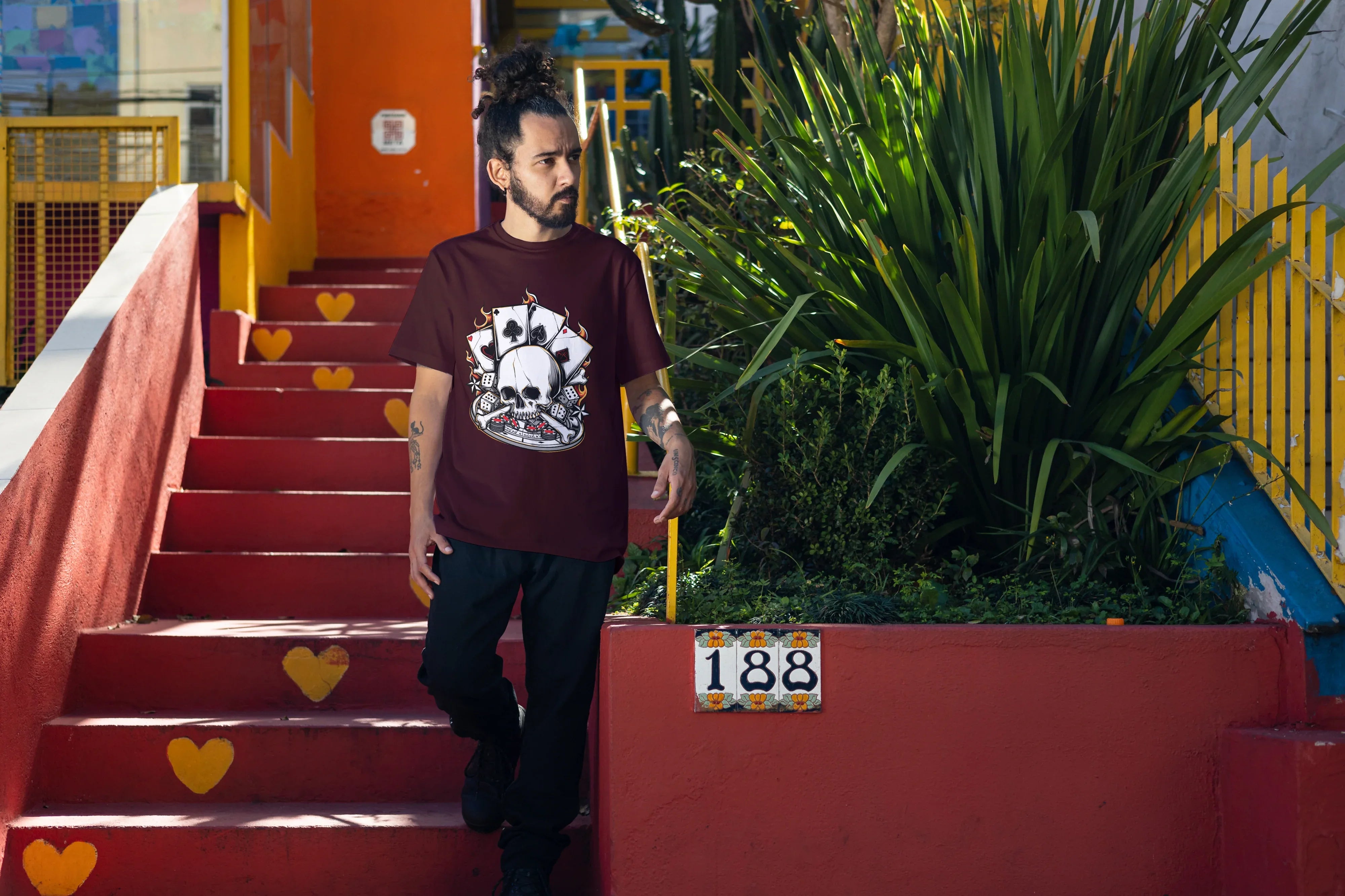 Poker Skull Graphic Oversized Classic T-Shirt for Men - Not So Suttle