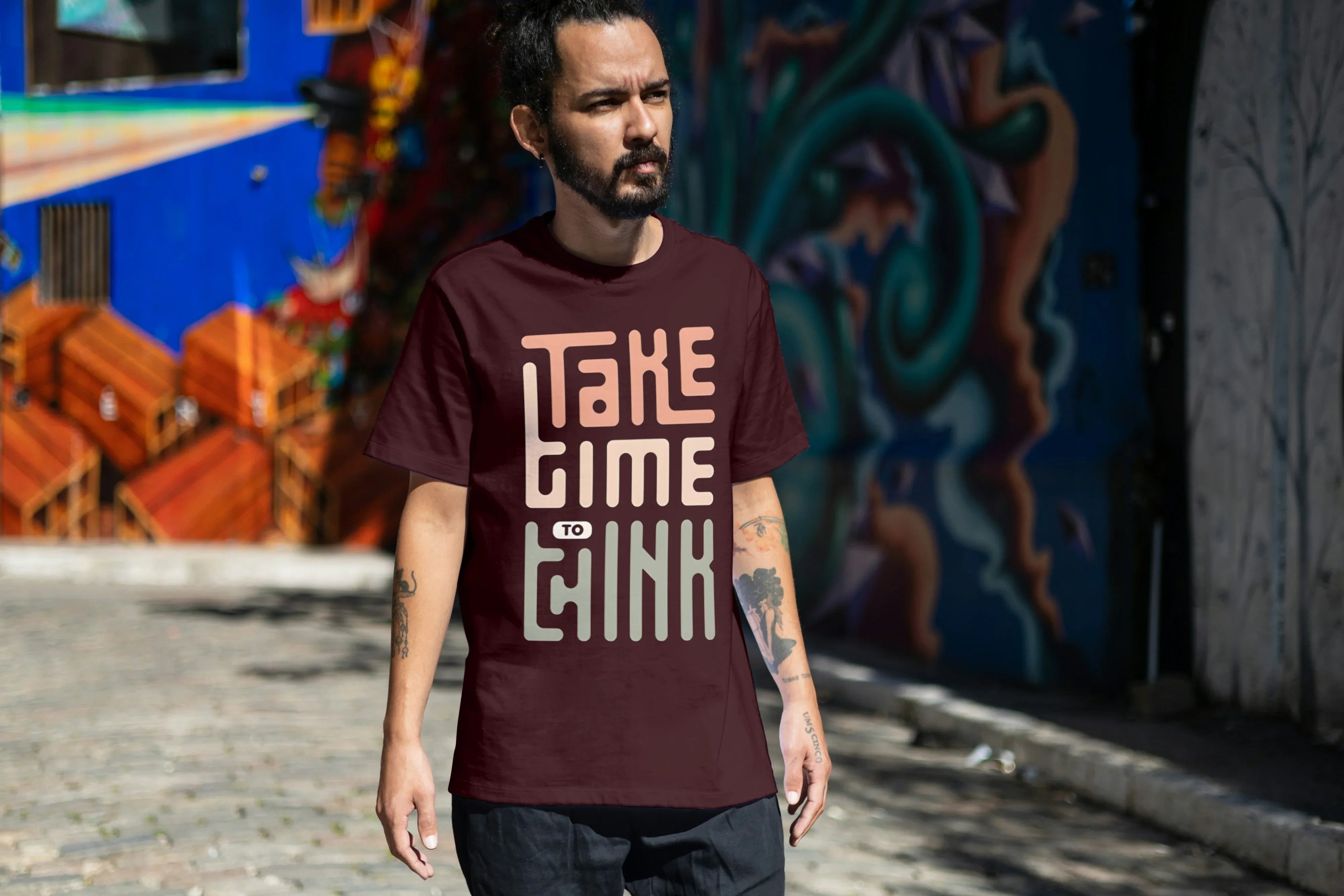 Take Time to Think Graphic Oversized Classic T-Shirt for Men - Not So Suttle