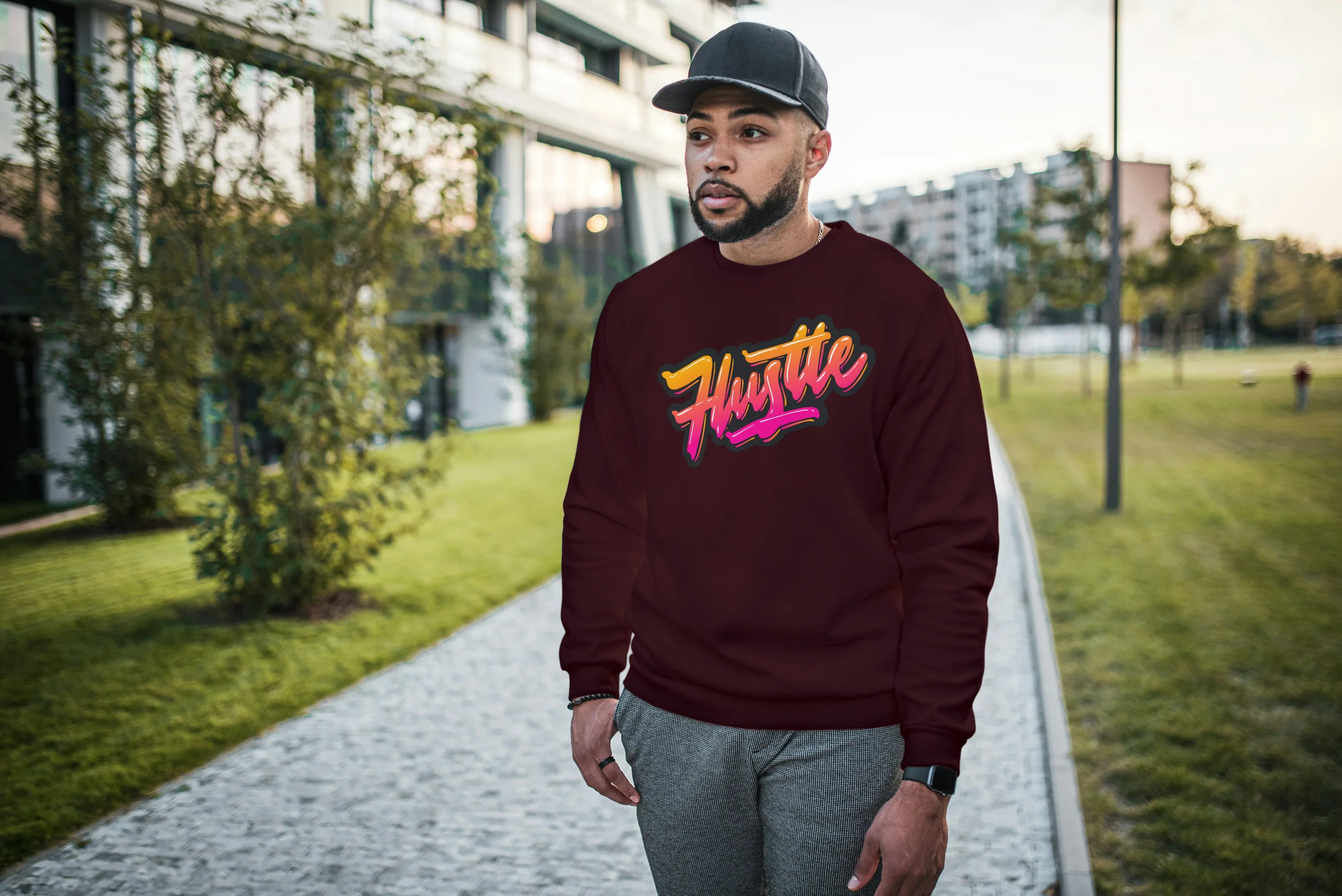 Hustle Graphic Sweatshirt for Men - Not So Suttle