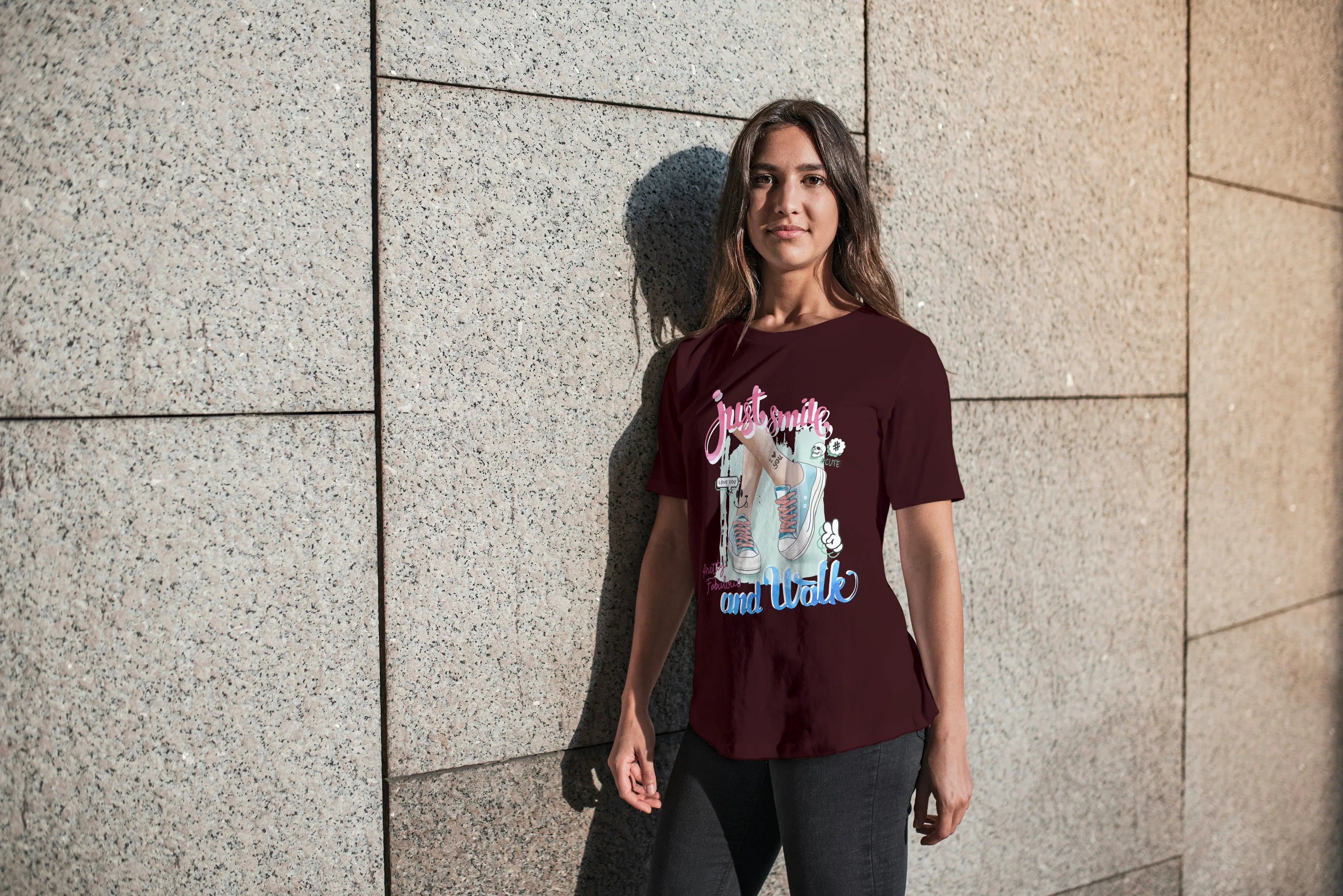 Just Smile and Walk Graphic Oversized Classic T-Shirt for Women - Not So Suttle