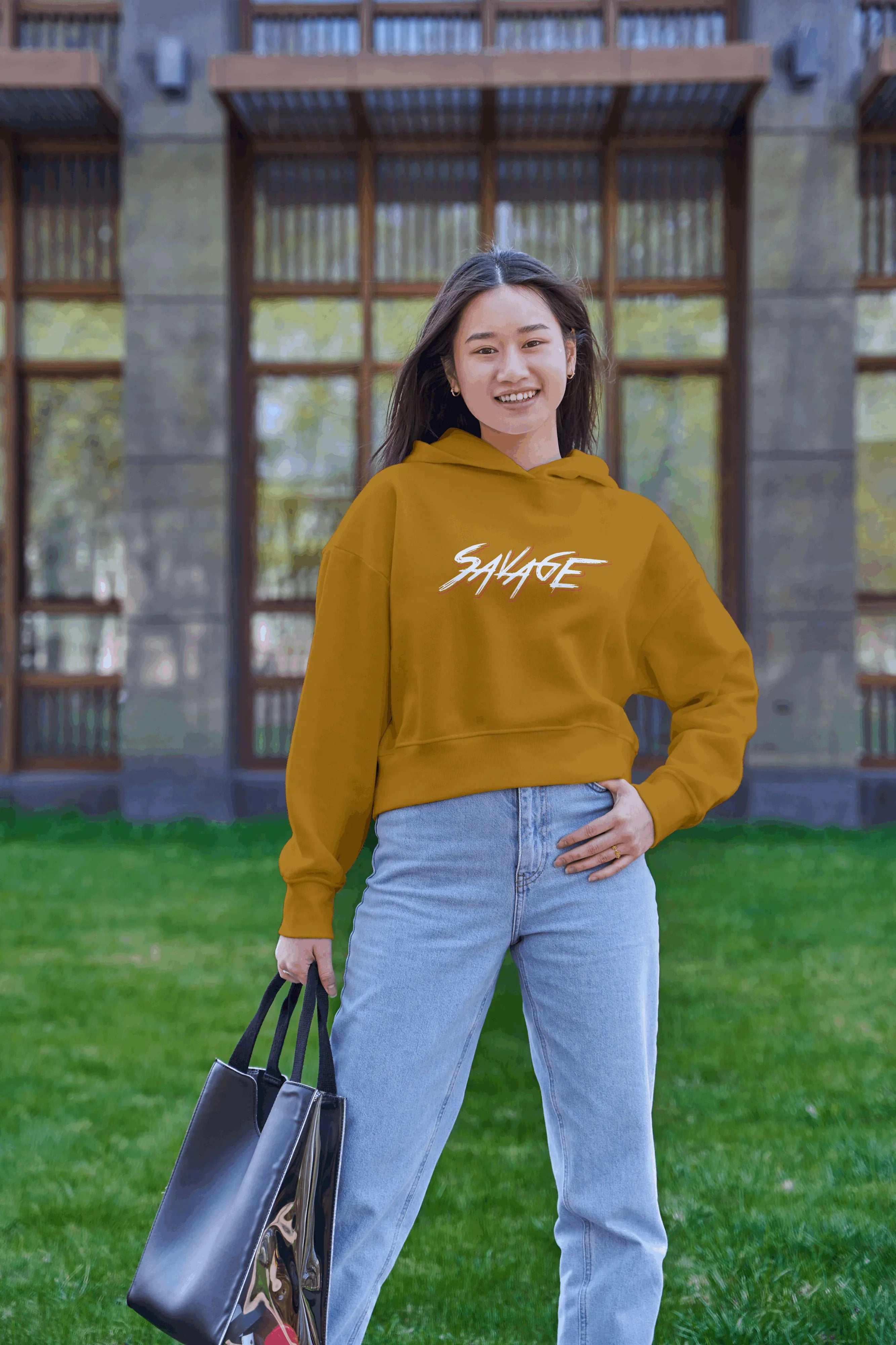 Savage Graphic Cropped Hoodie for Women - Not So Suttle