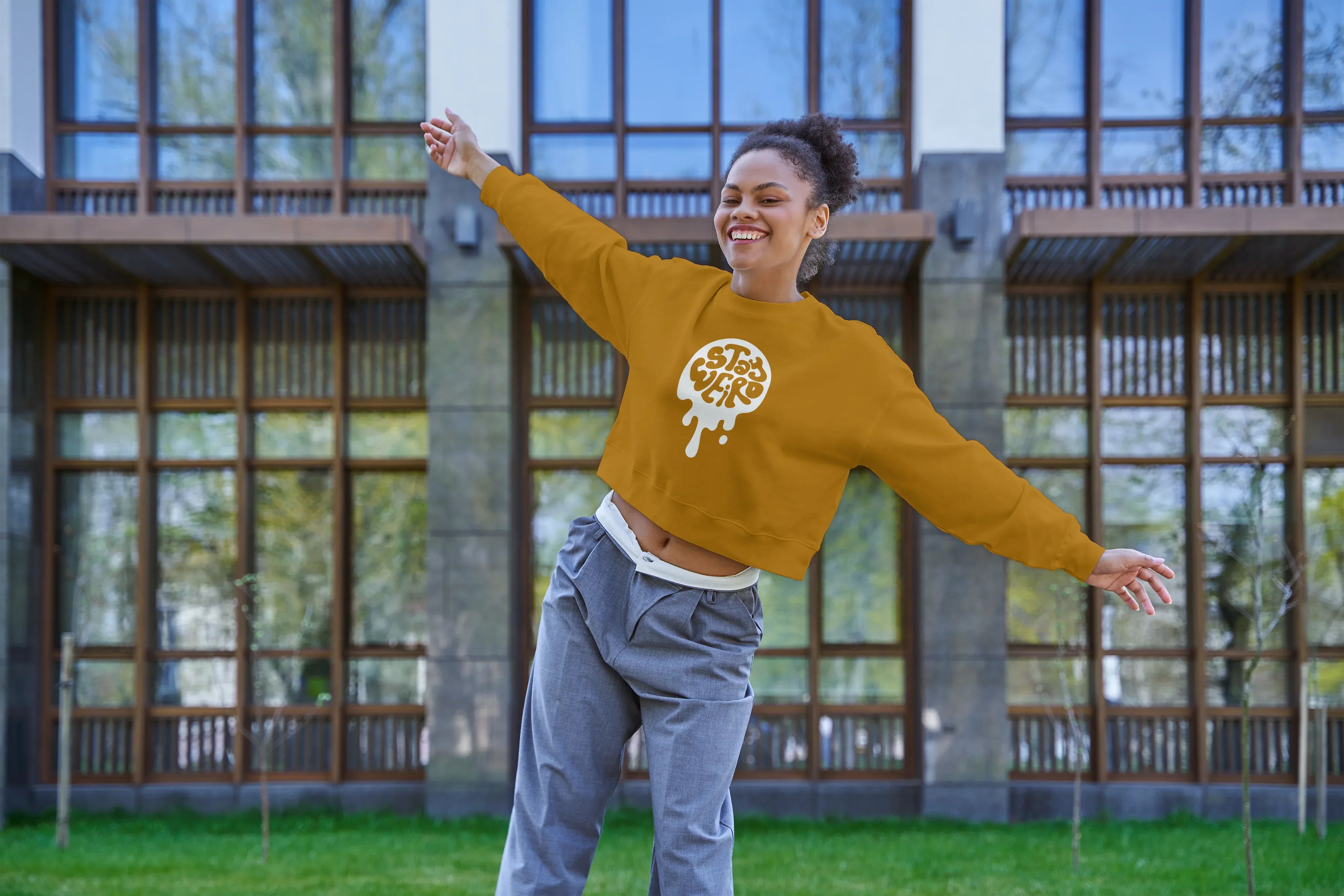 Stay Wired Graphic Cropped Hoodie for Women - Not So Suttle