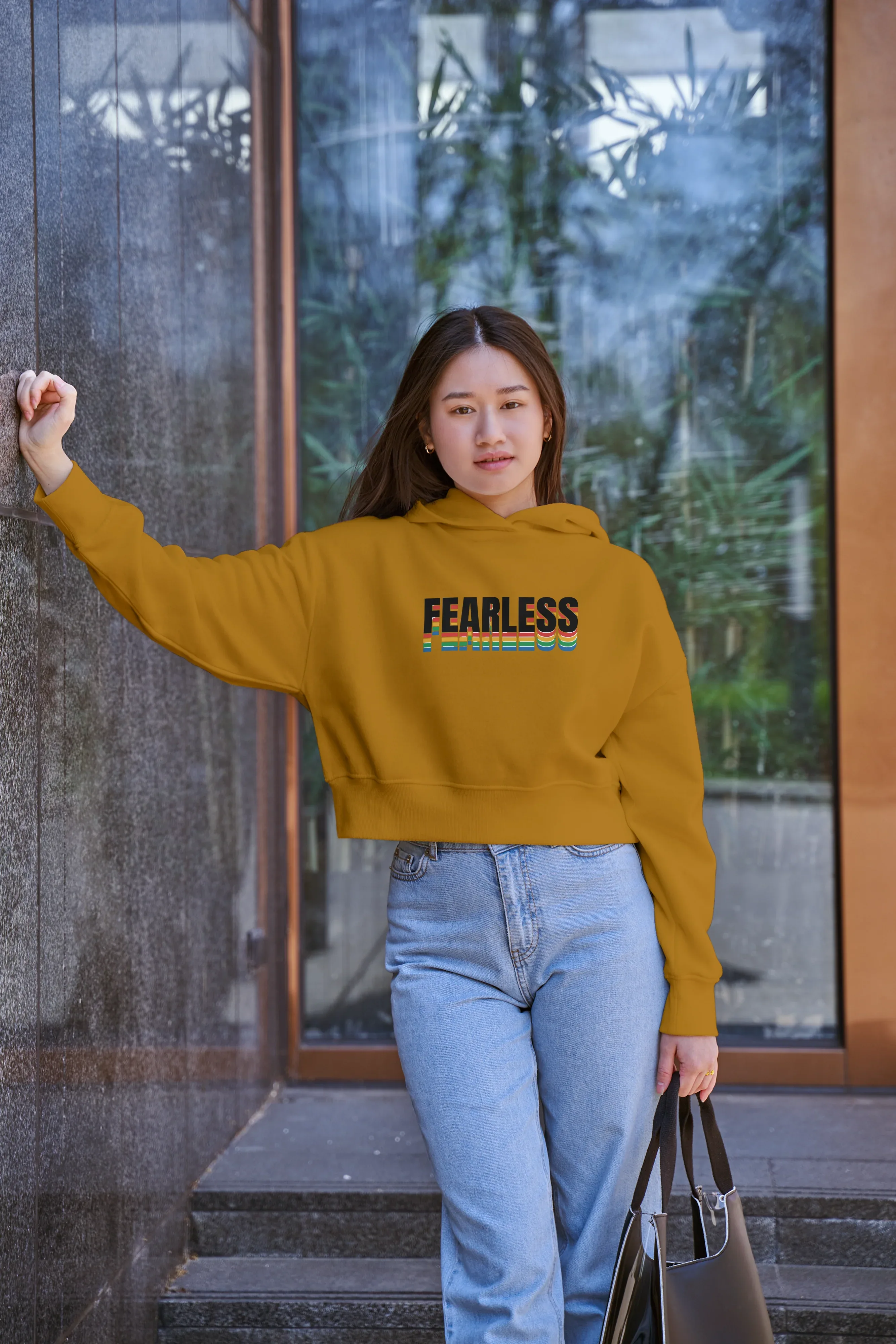 Fearless Graphic Cropped Hoodie for Women - Not So Suttle
