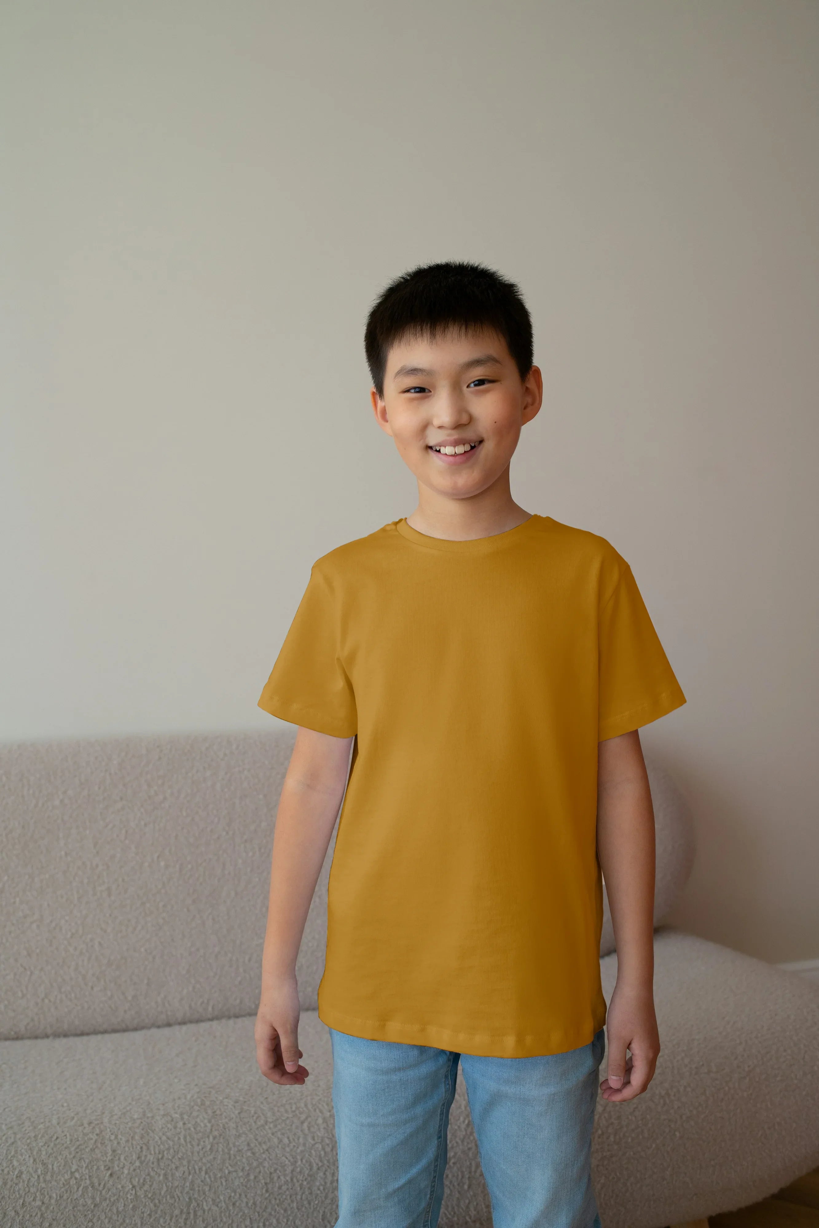 Boy's Crew Neck T-Shirt Yellow - Not So Suttle