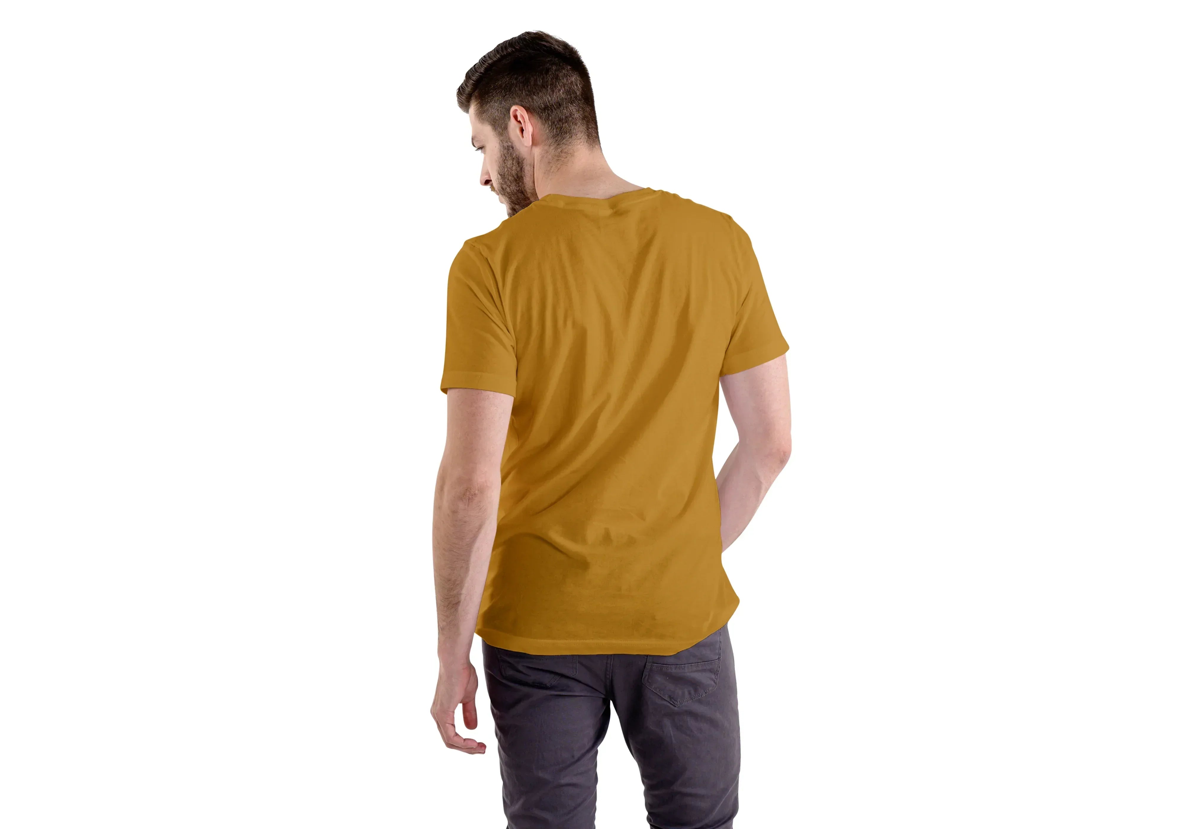 Solid Mustard Yellow Plus Size Classic Crew T-Shirt for Men - Not So Suttle