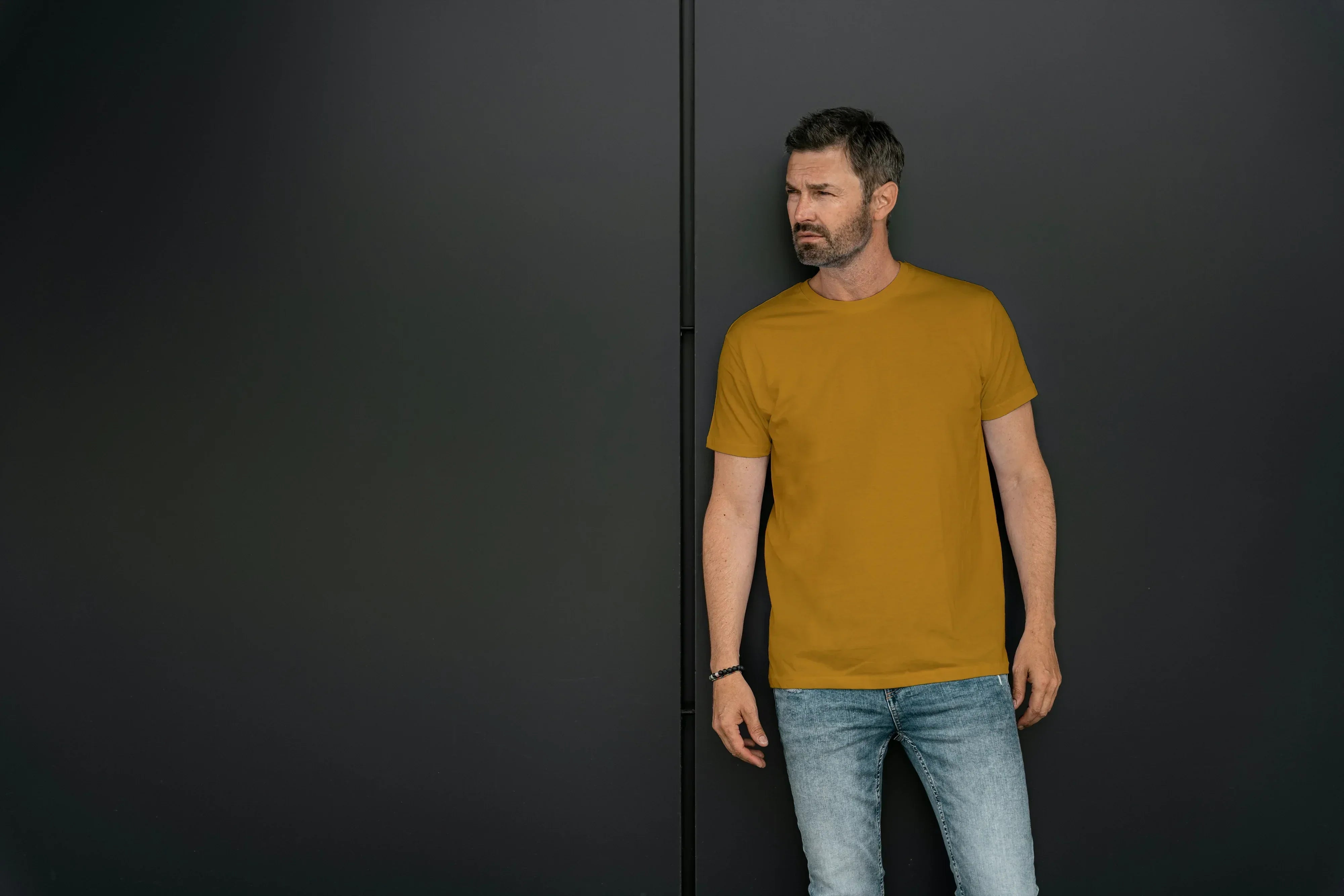 Solid Mustard Yellow Plus Size Classic Crew T-Shirt for Men - Not So Suttle