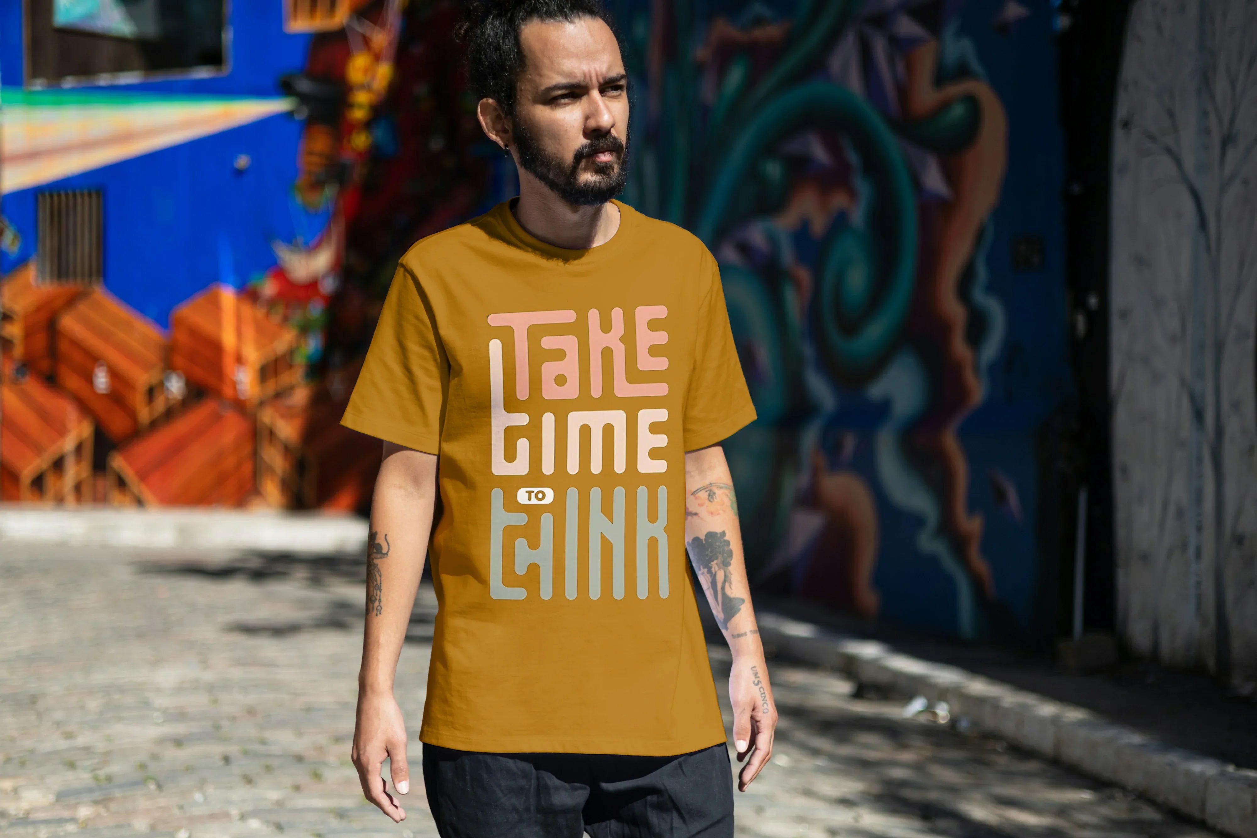 Take Time to Think Graphic Oversized Classic T-Shirt for Men - Not So Suttle