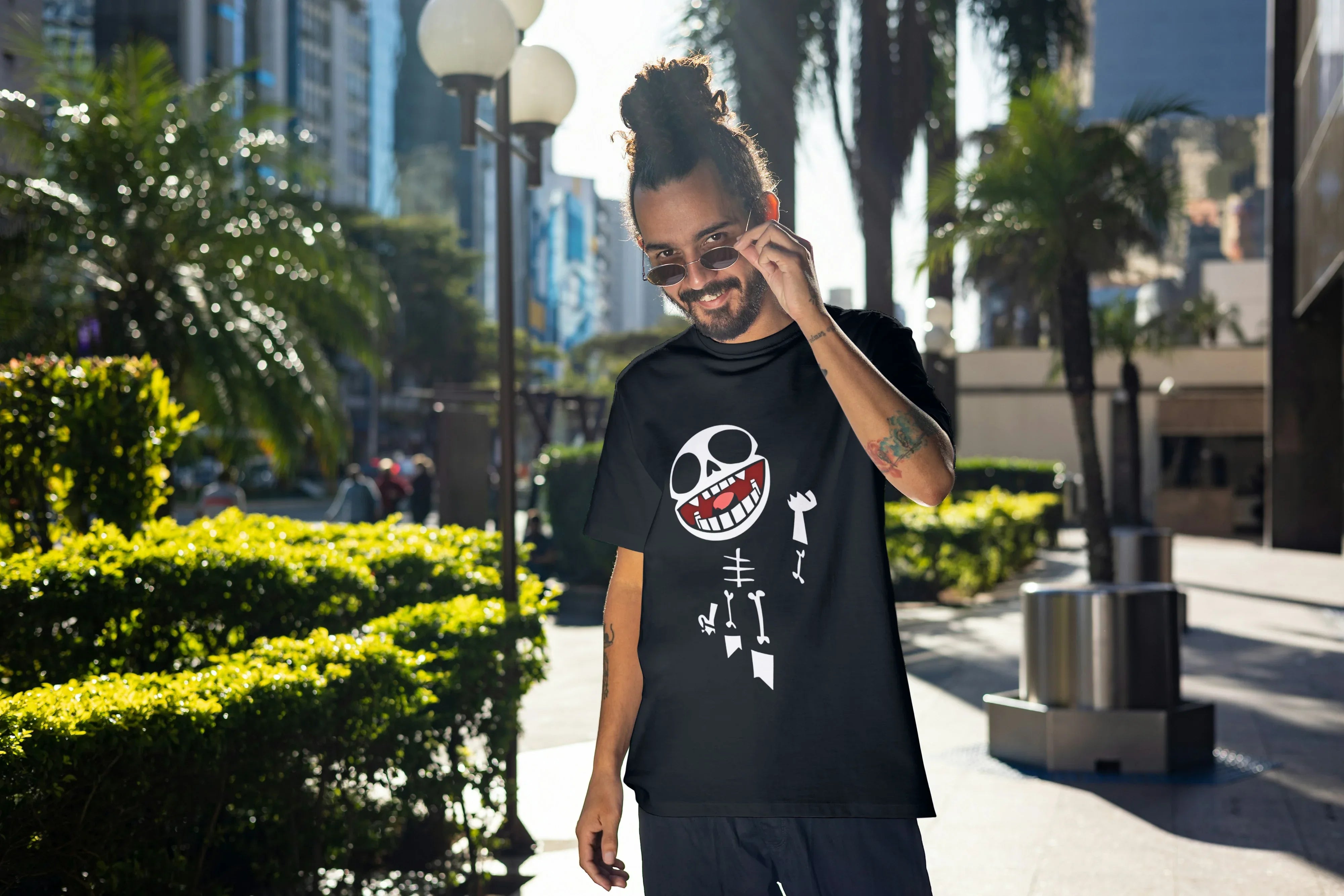 Dancing Skeleton Graphic Oversized Classic T-Shirt for Men - Not So Suttle