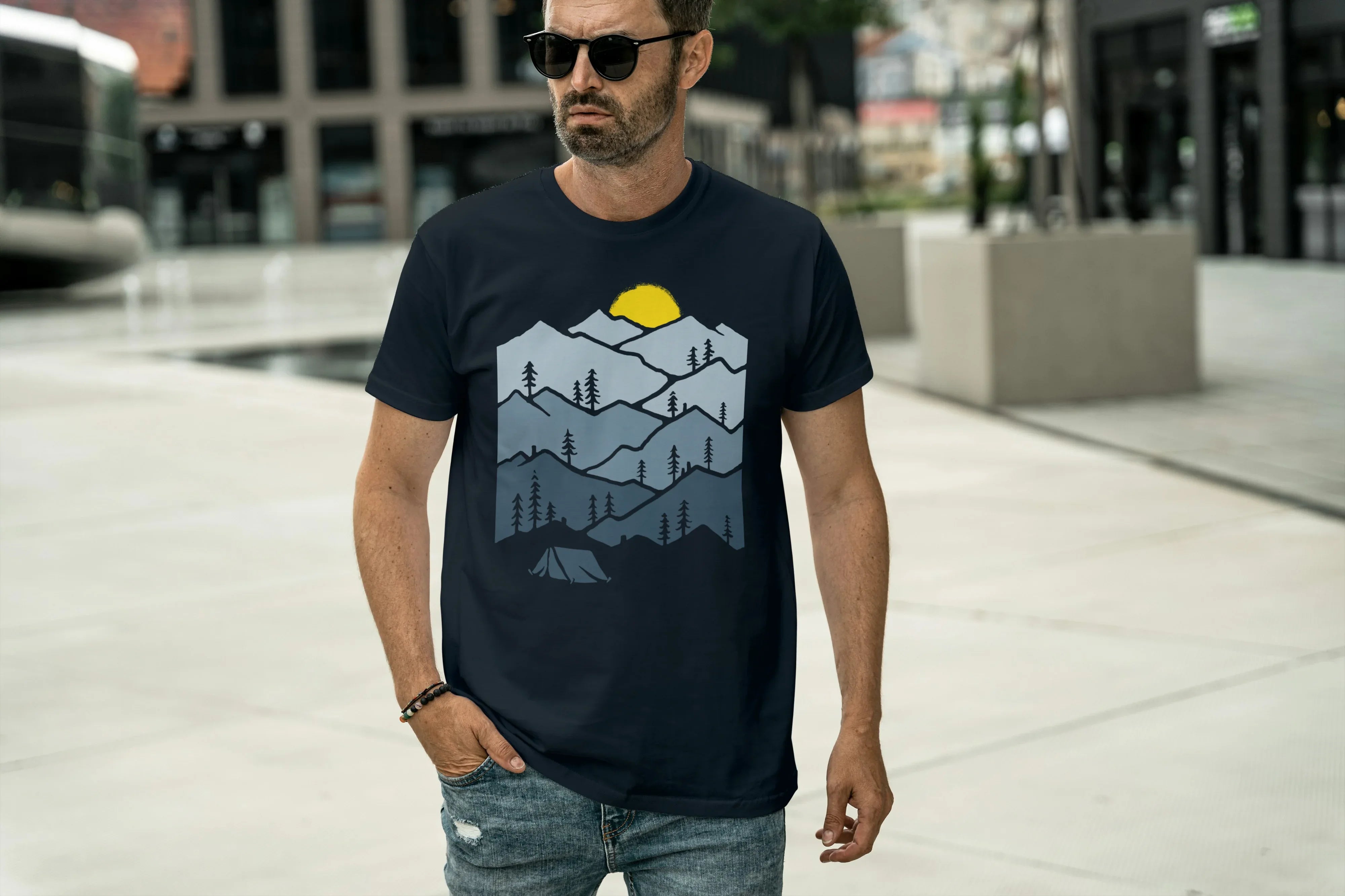 Mountains Graphic Classic Crew T-Shirt for Men - Not So Suttle