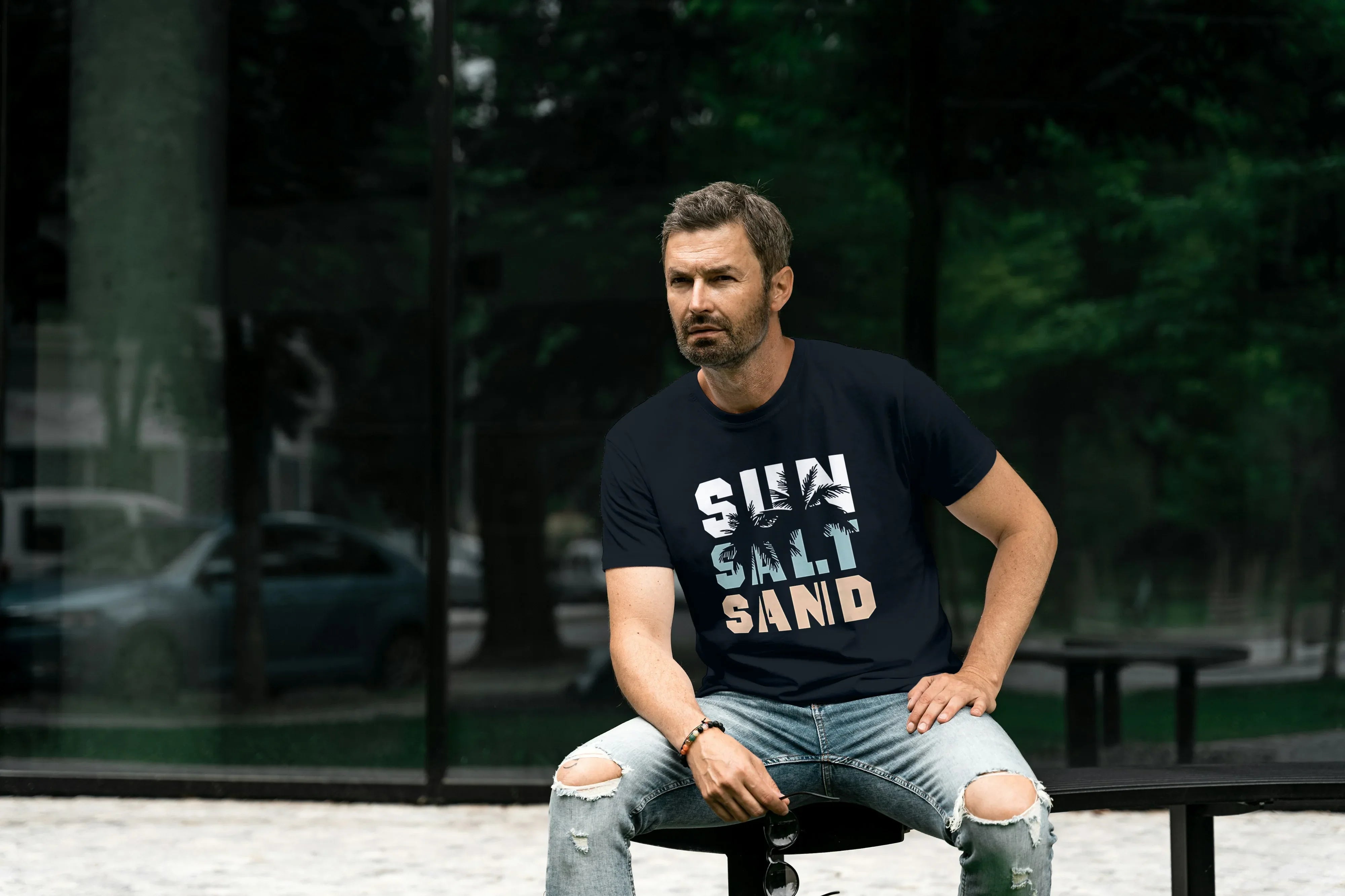 Sun Salt Sand Graphic Classic Crew T-Shirt for Men - Not So Suttle