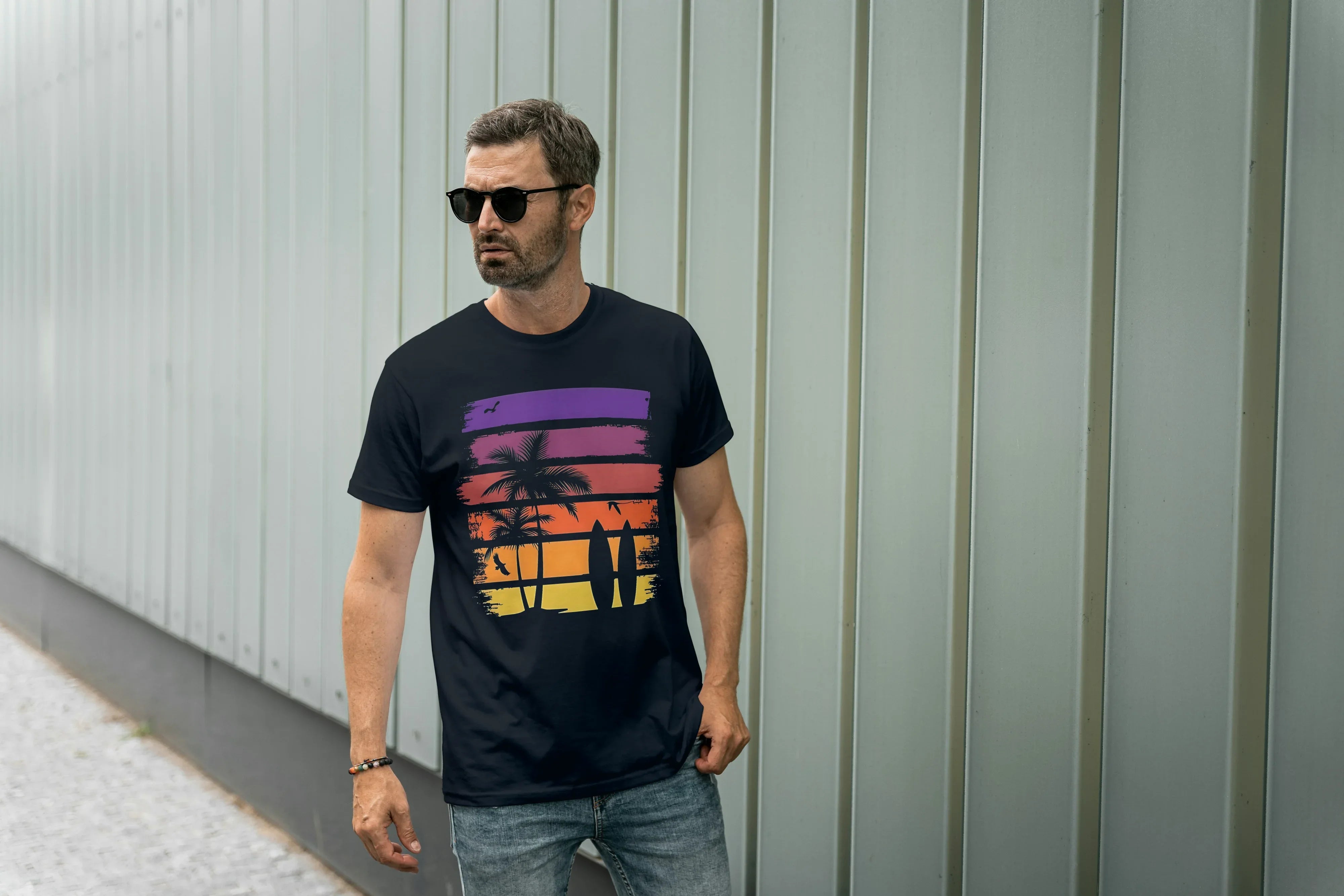 Beach Surf Graphic Classic Crew T-Shirt for Men - Not So Suttle