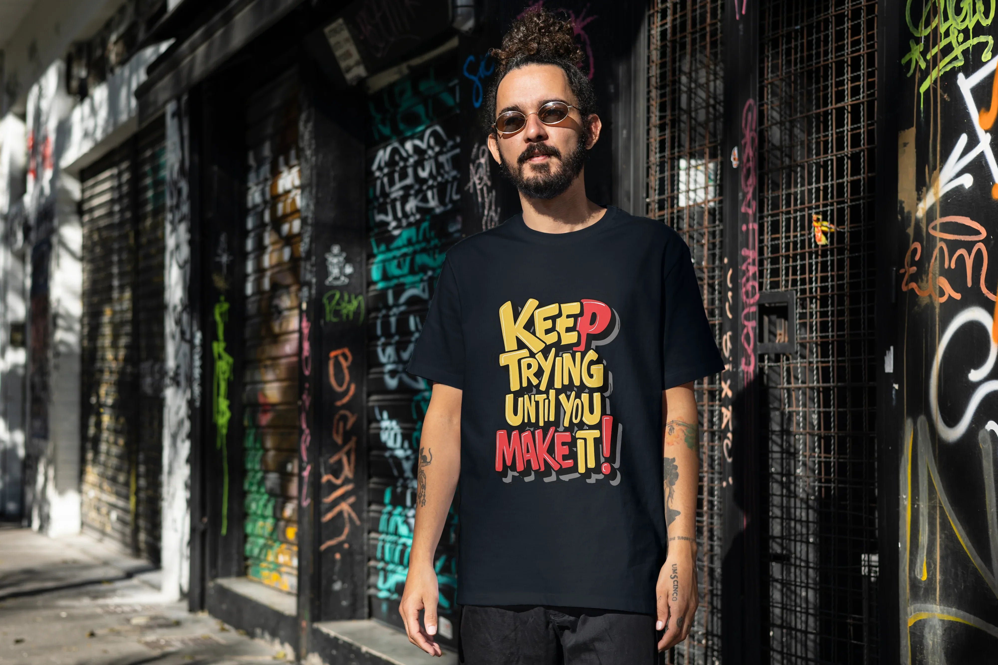 Keep Trying Graphic Oversized Classic T-Shirt for Men - Not So Suttle