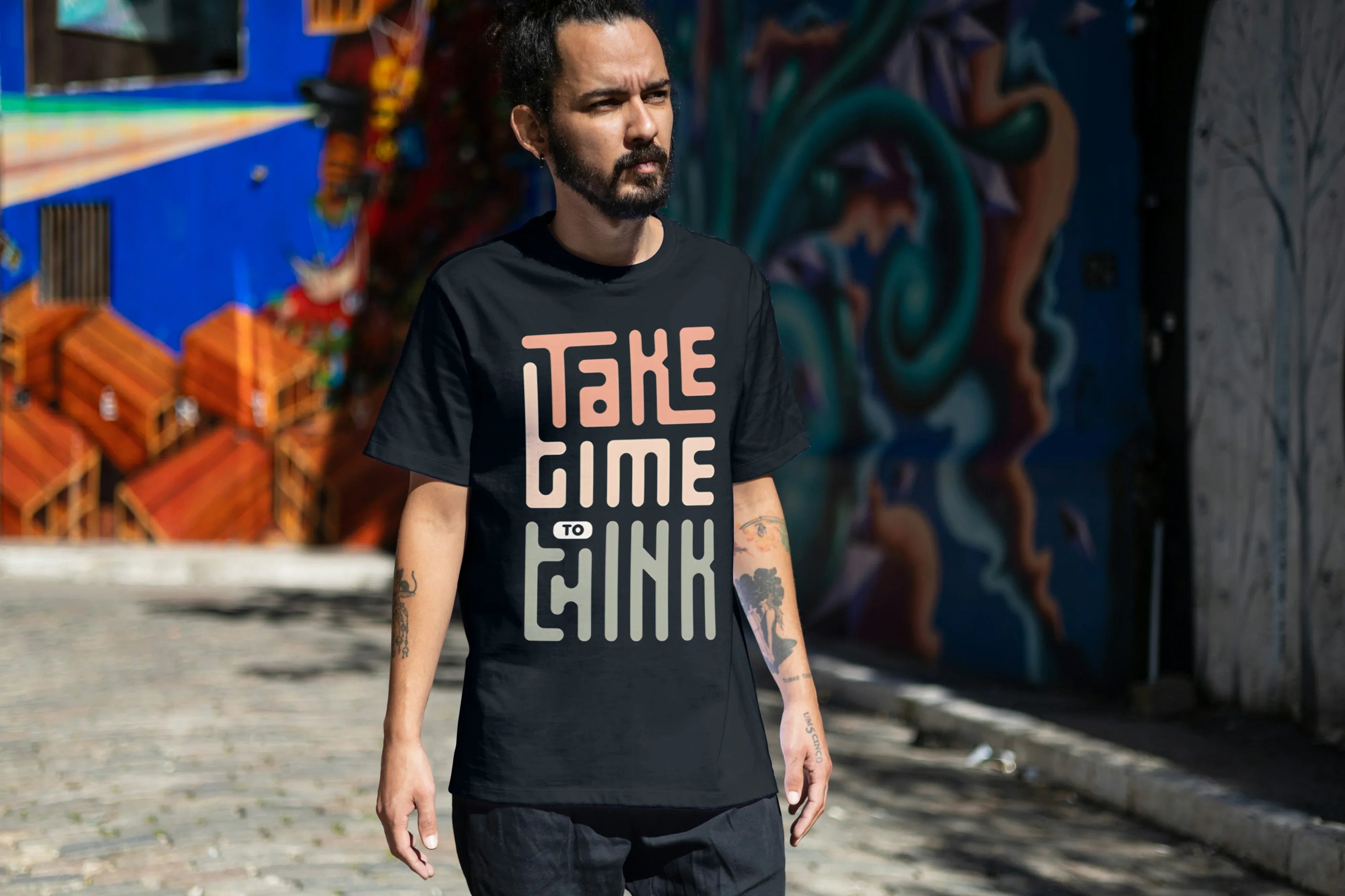 Take Time to Think Graphic Oversized Classic T-Shirt for Men - Not So Suttle