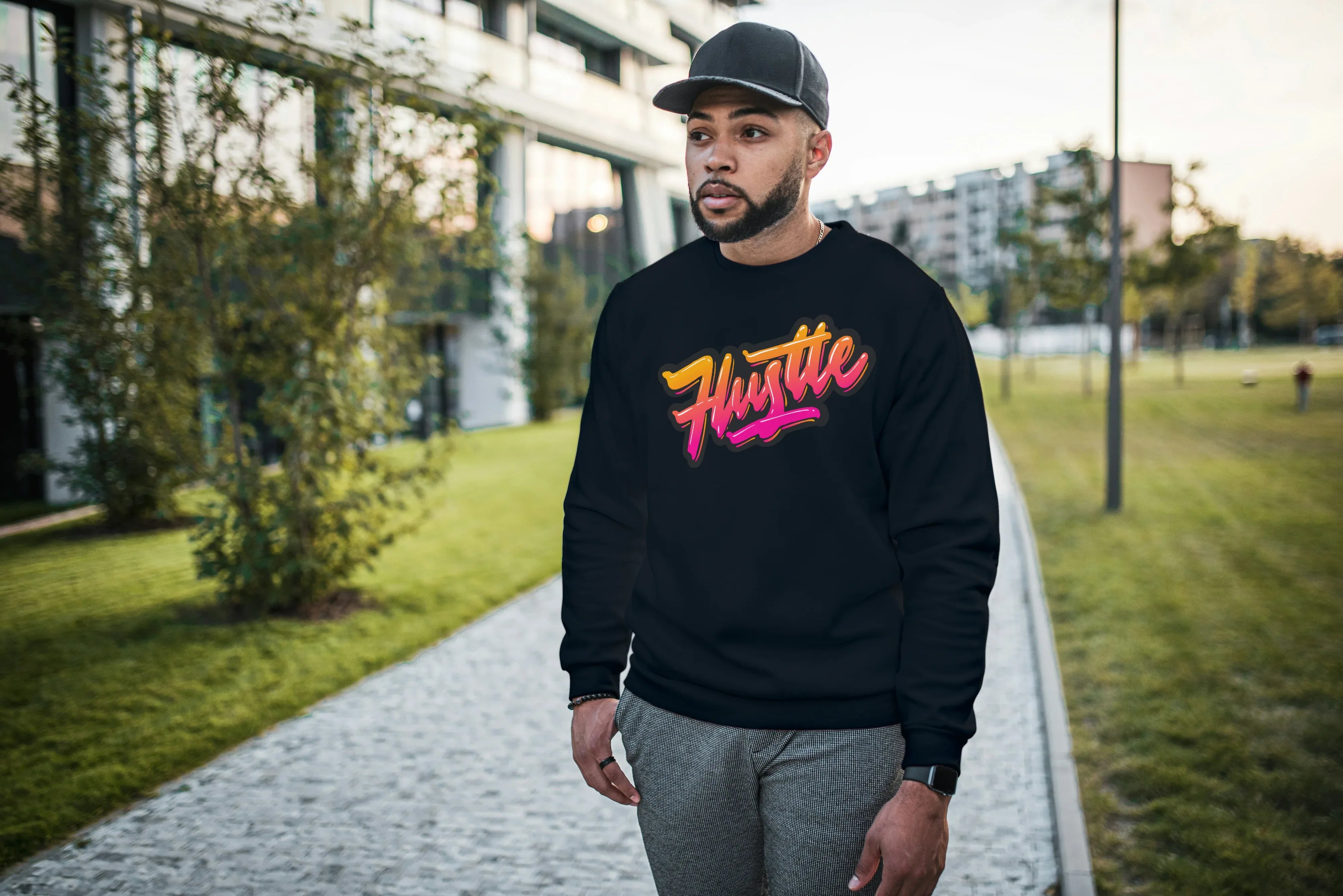 Hustle Graphic Sweatshirt for Men - Not So Suttle