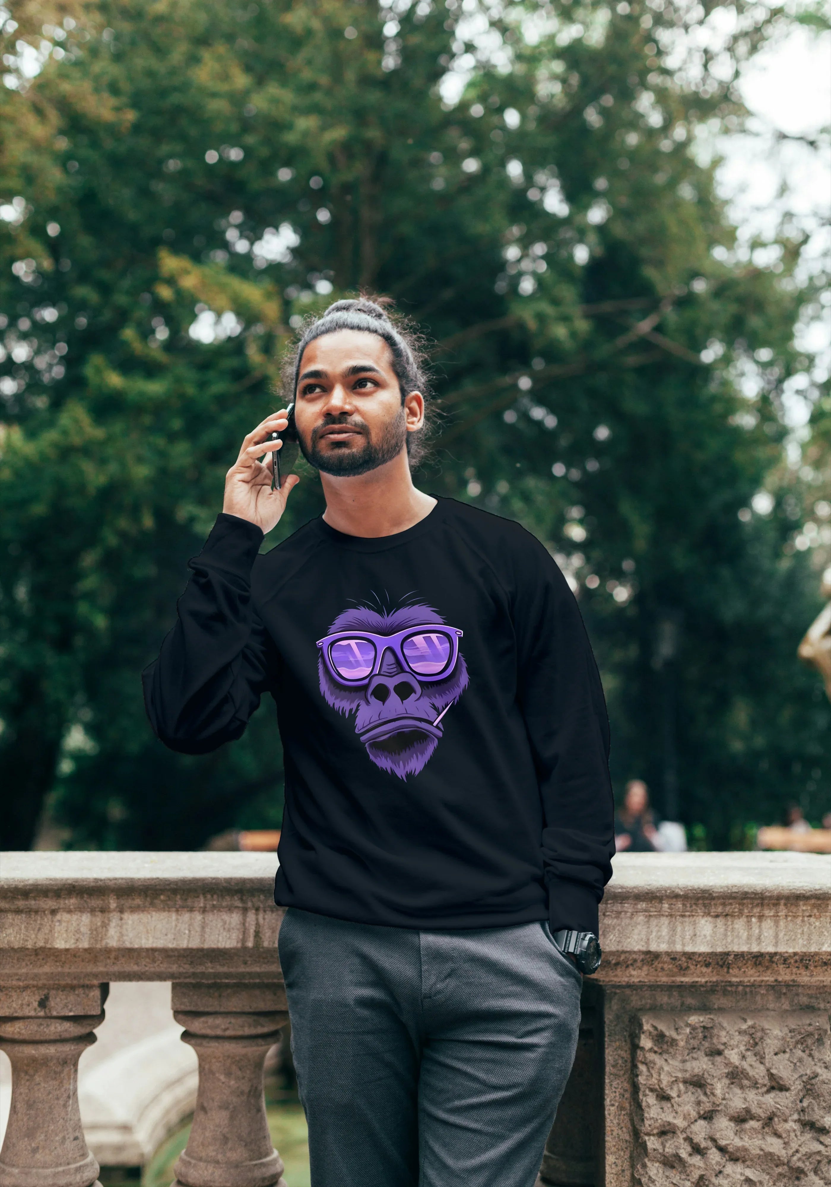 Purple Gorilla Graphic Sweatshirt for Men - Not So Suttle