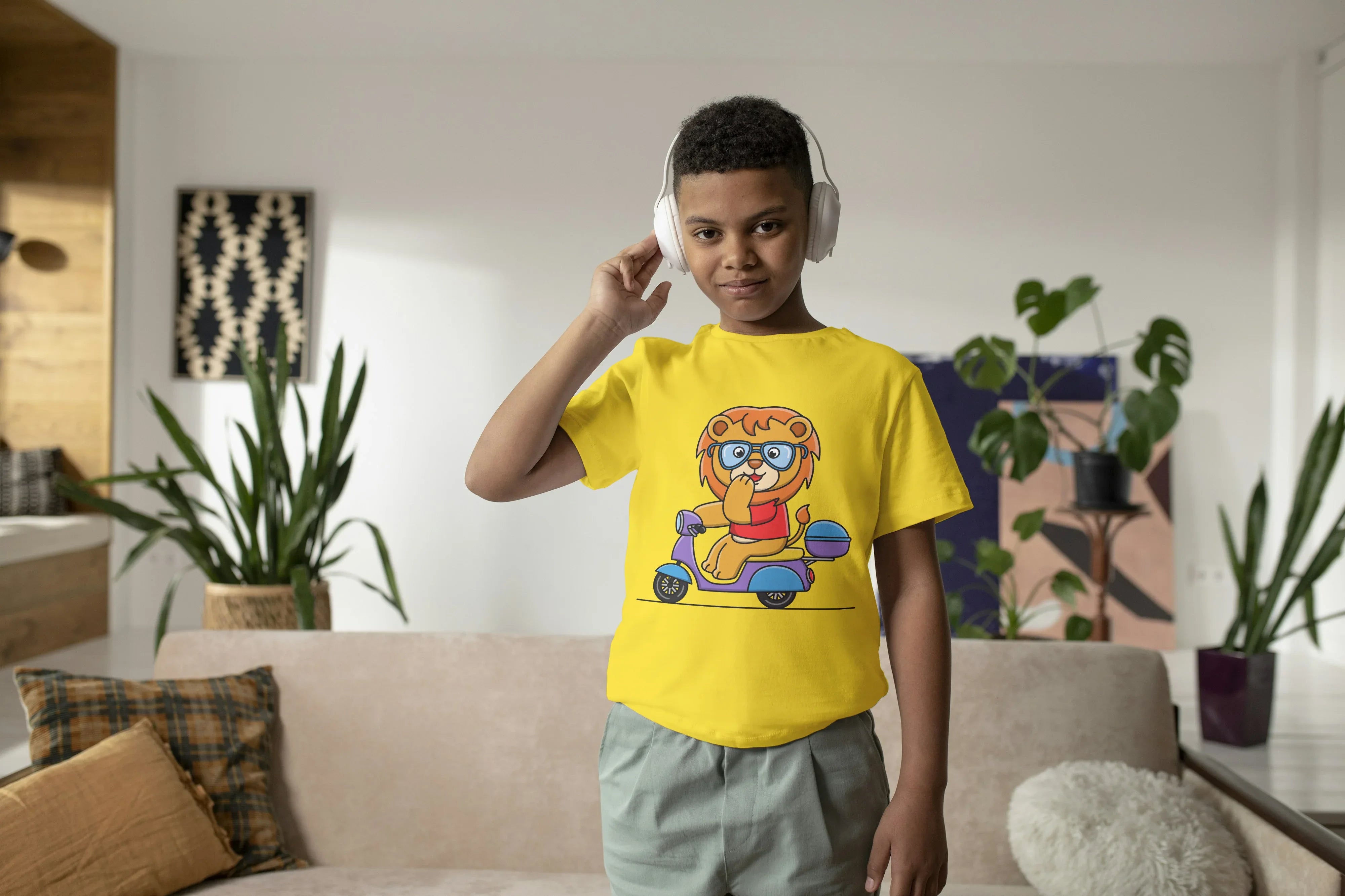 Lion on Scooter Graphic T-Shirt for Boys - Not So Suttle