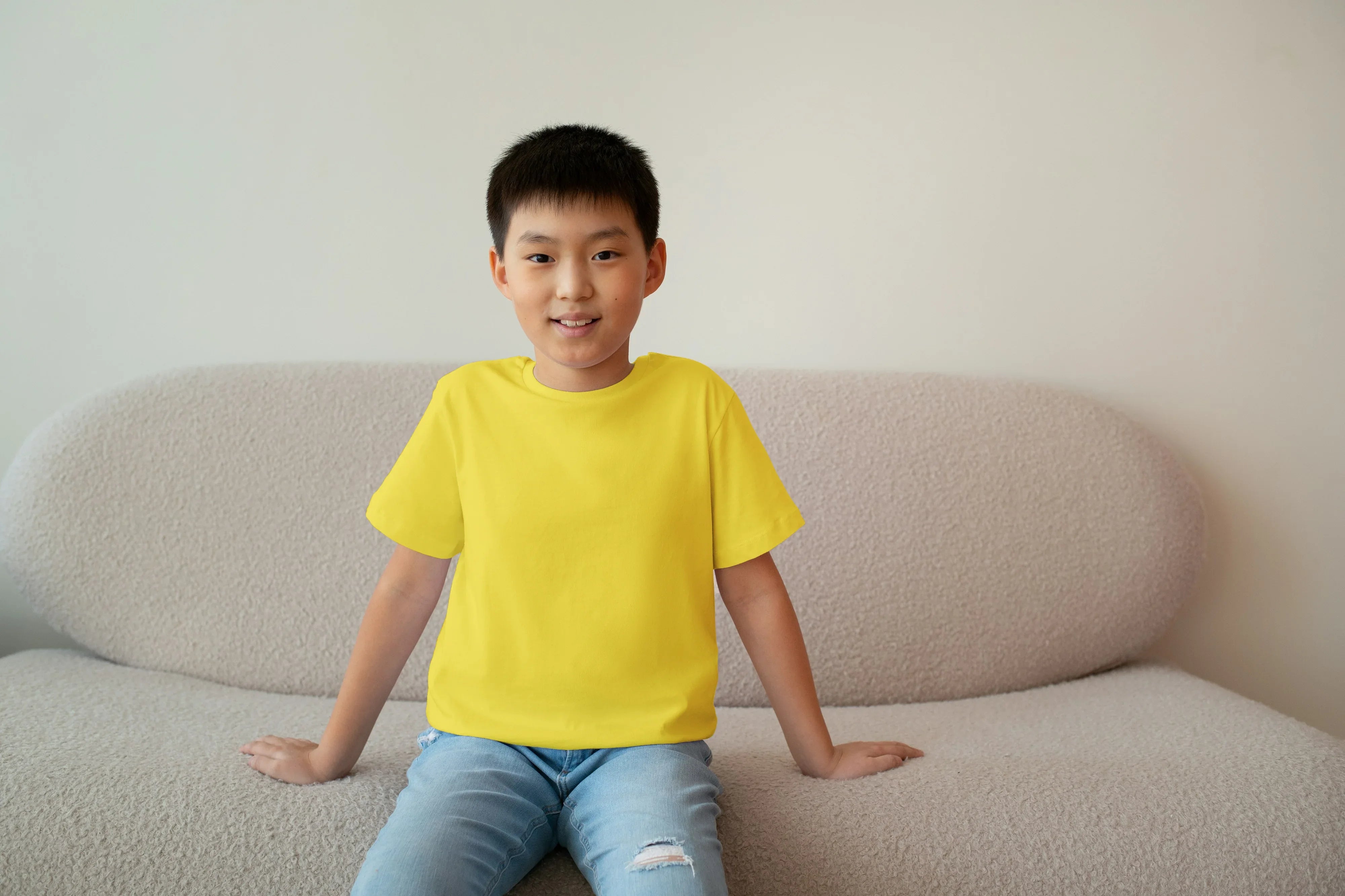 Boy's Crew Neck T-Shirt Yellow - Not So Suttle