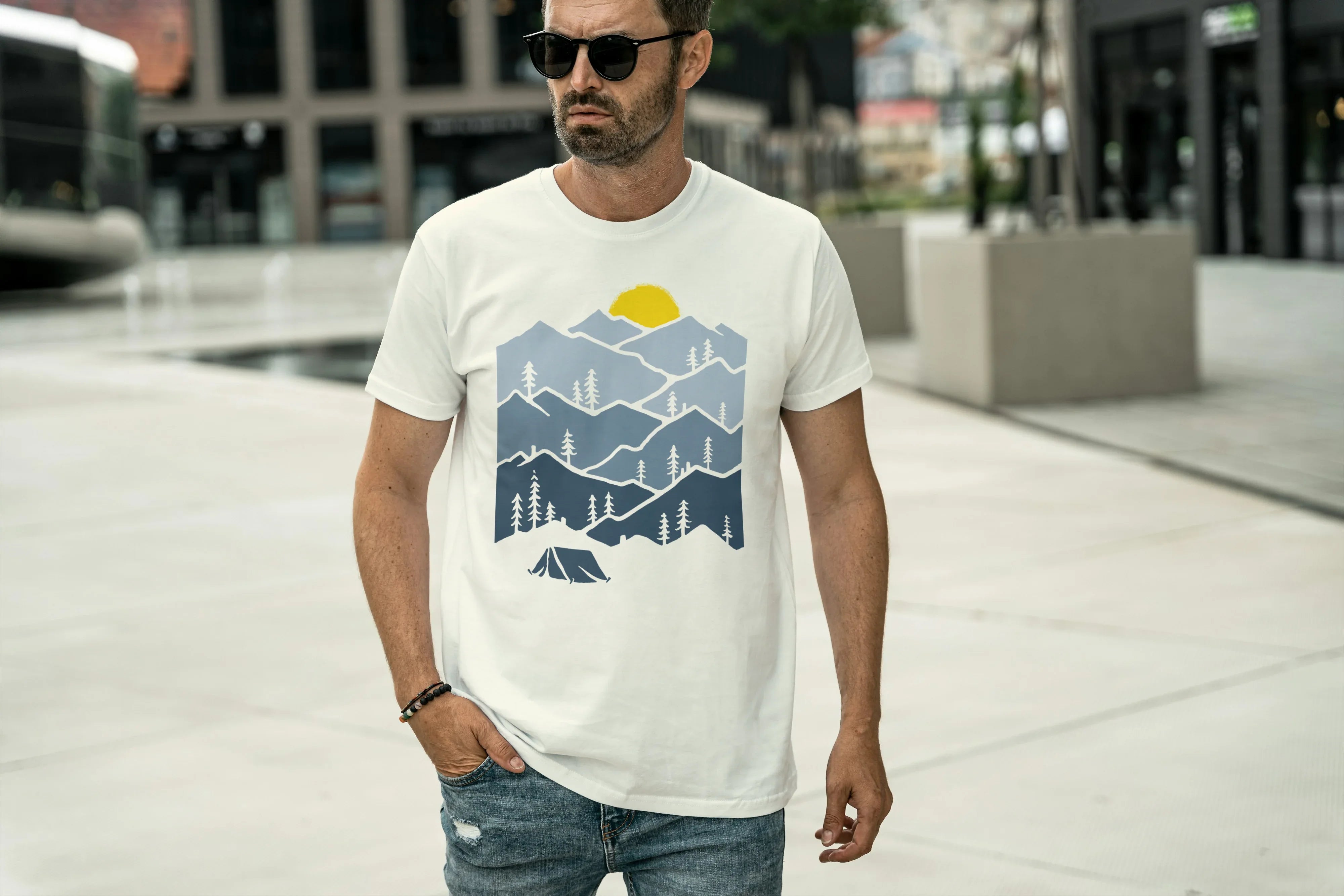 Mountains Graphic Classic Crew T-Shirt for Men - Not So Suttle