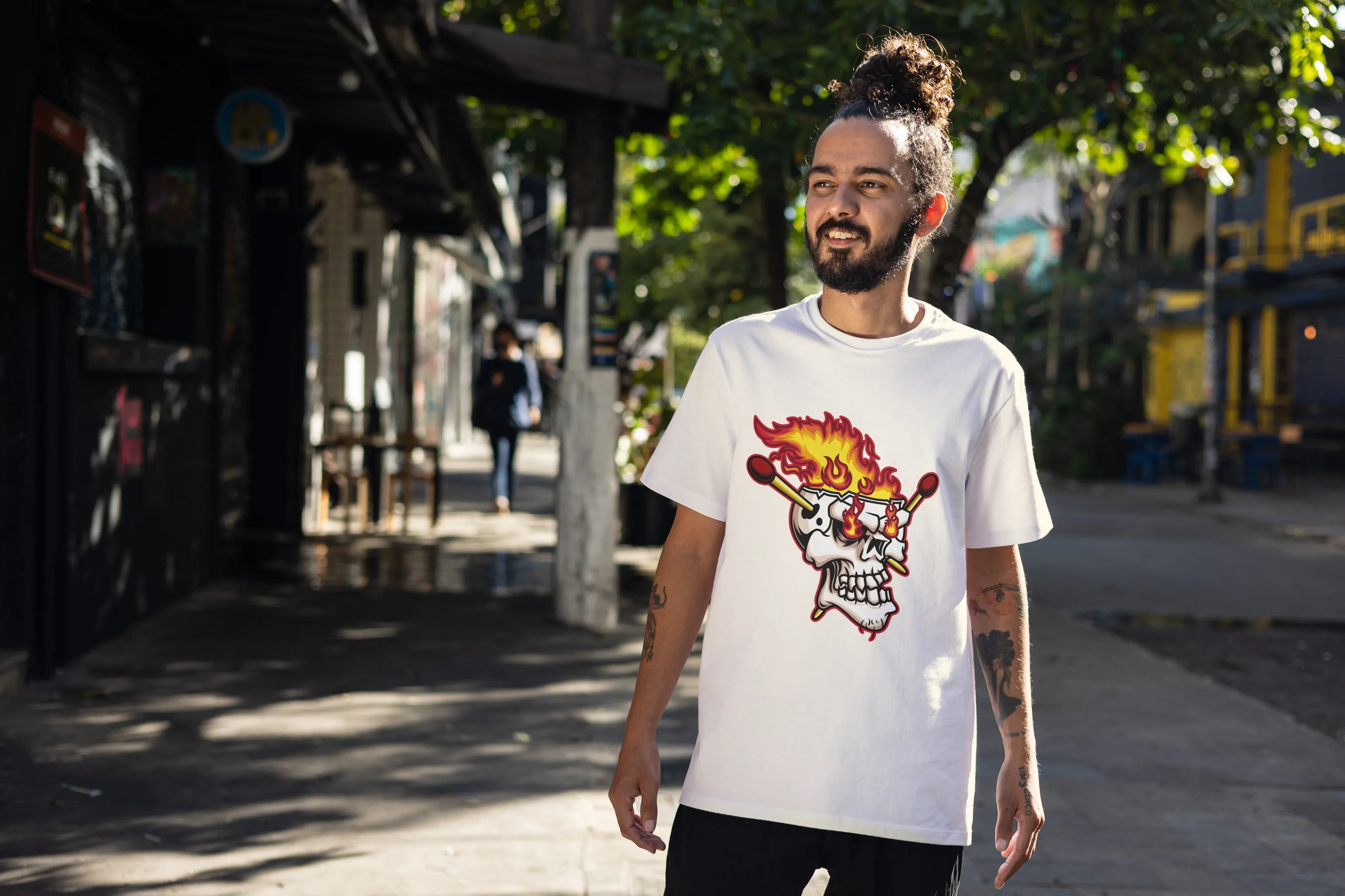 Fiery Skull Graphic Oversized Classic T-Shirt for Men - Not So Suttle