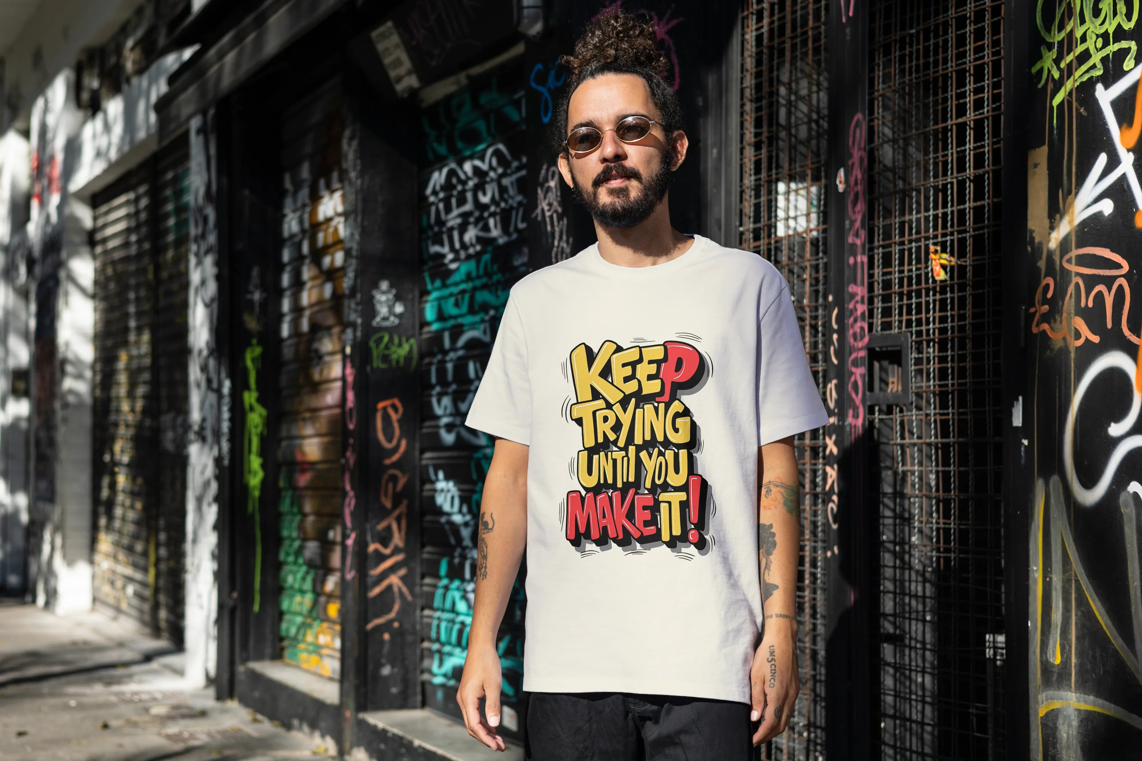 Keep Trying Graphic Oversized Classic T-Shirt for Men - Not So Suttle