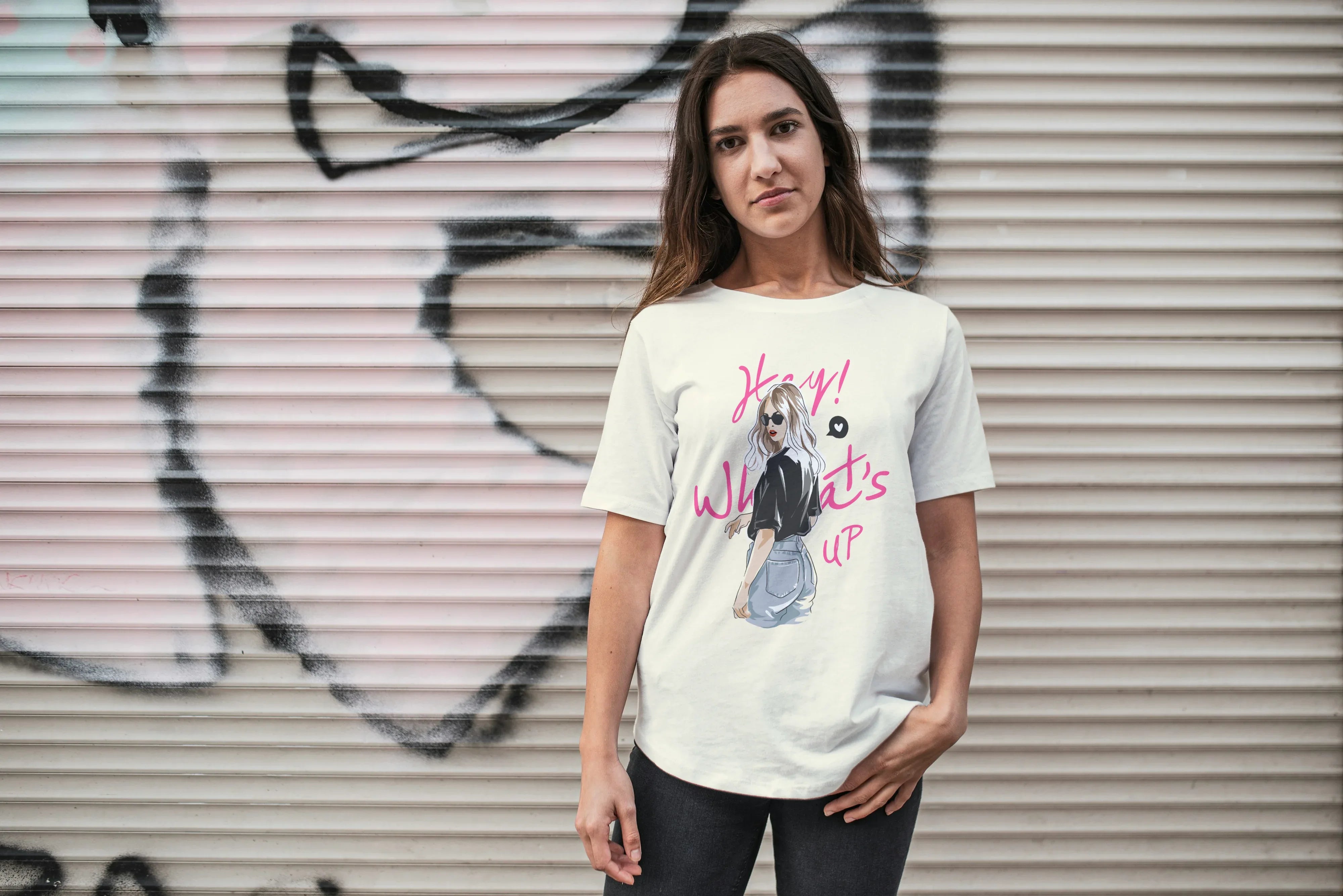 Hey ! What's Up Graphic Oversized Classic T-Shirt for Women - Not So Suttle