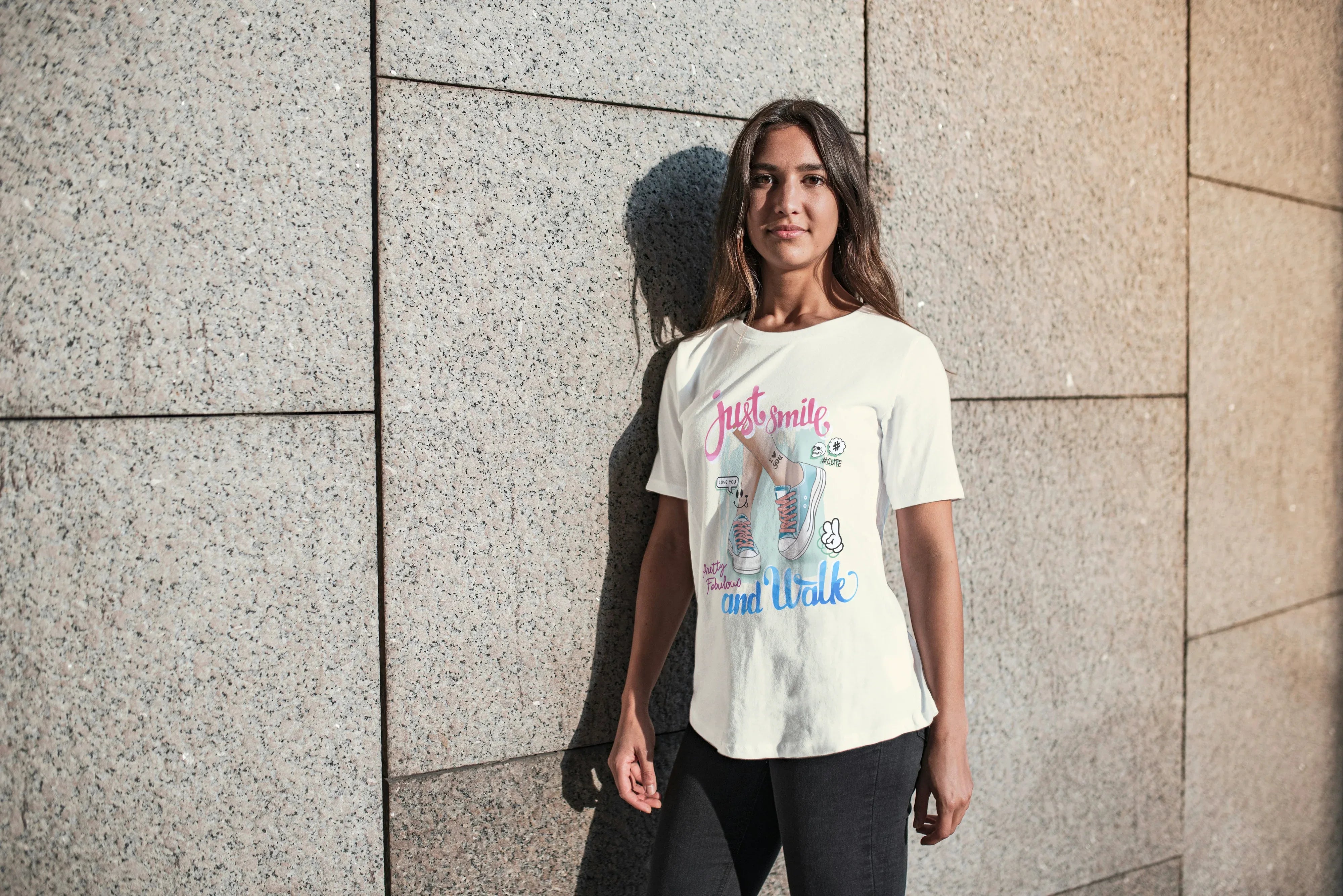 Just Smile and Walk Graphic Oversized Classic T-Shirt for Women - Not So Suttle
