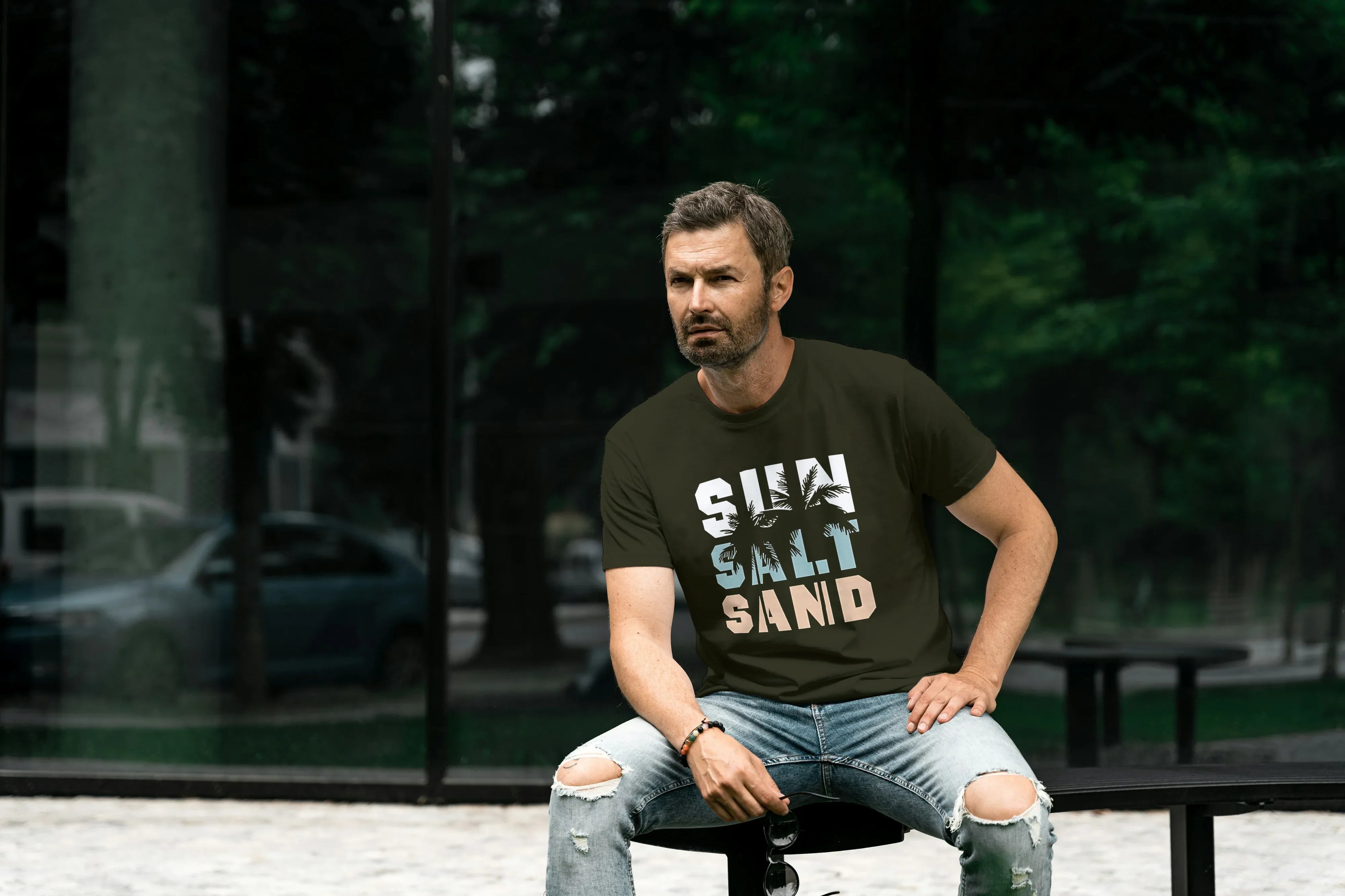 Sun Salt Sand Graphic Classic Crew T-Shirt for Men - Not So Suttle