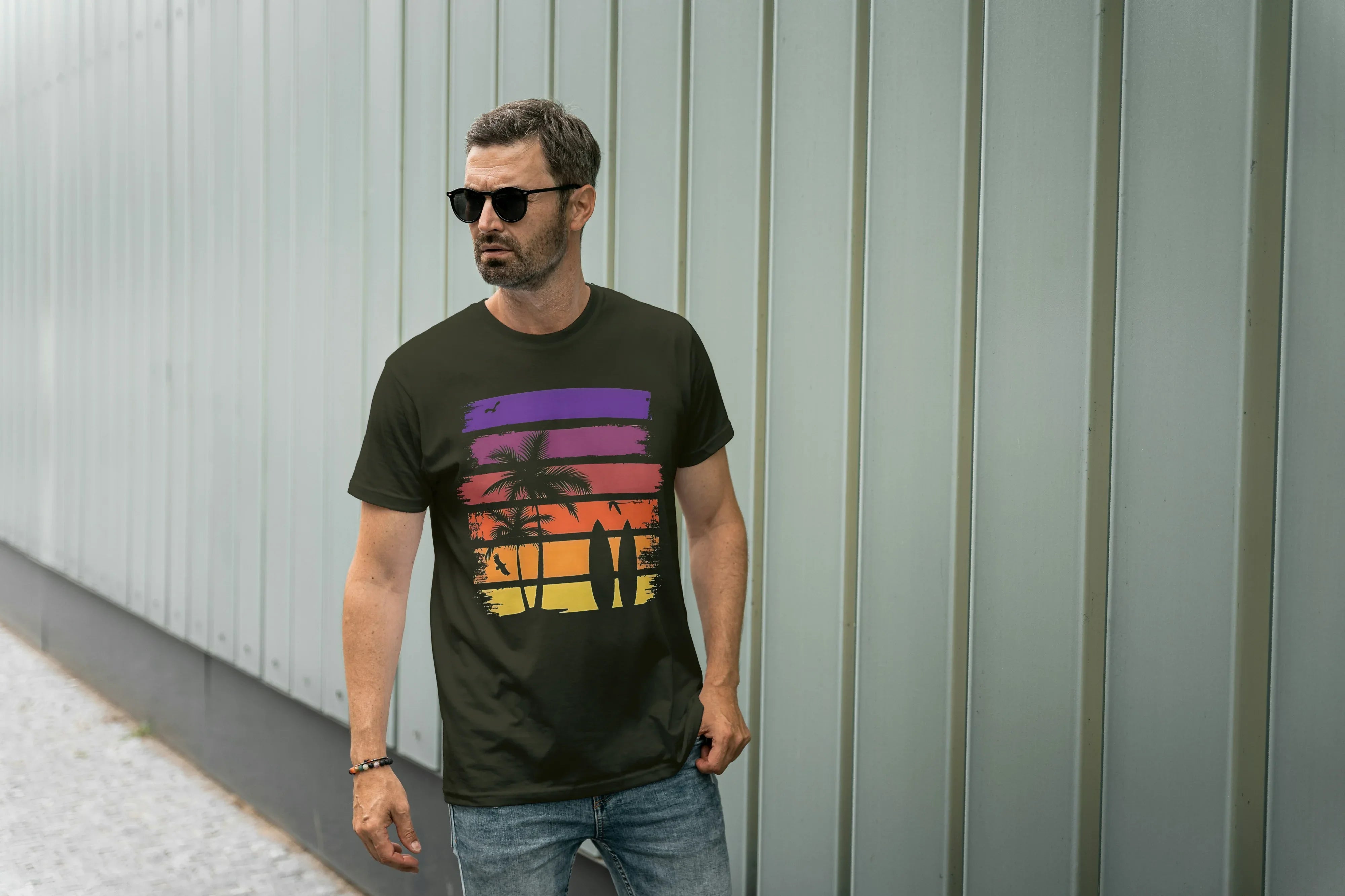 Beach Surf Graphic Classic Crew T-Shirt for Men - Not So Suttle