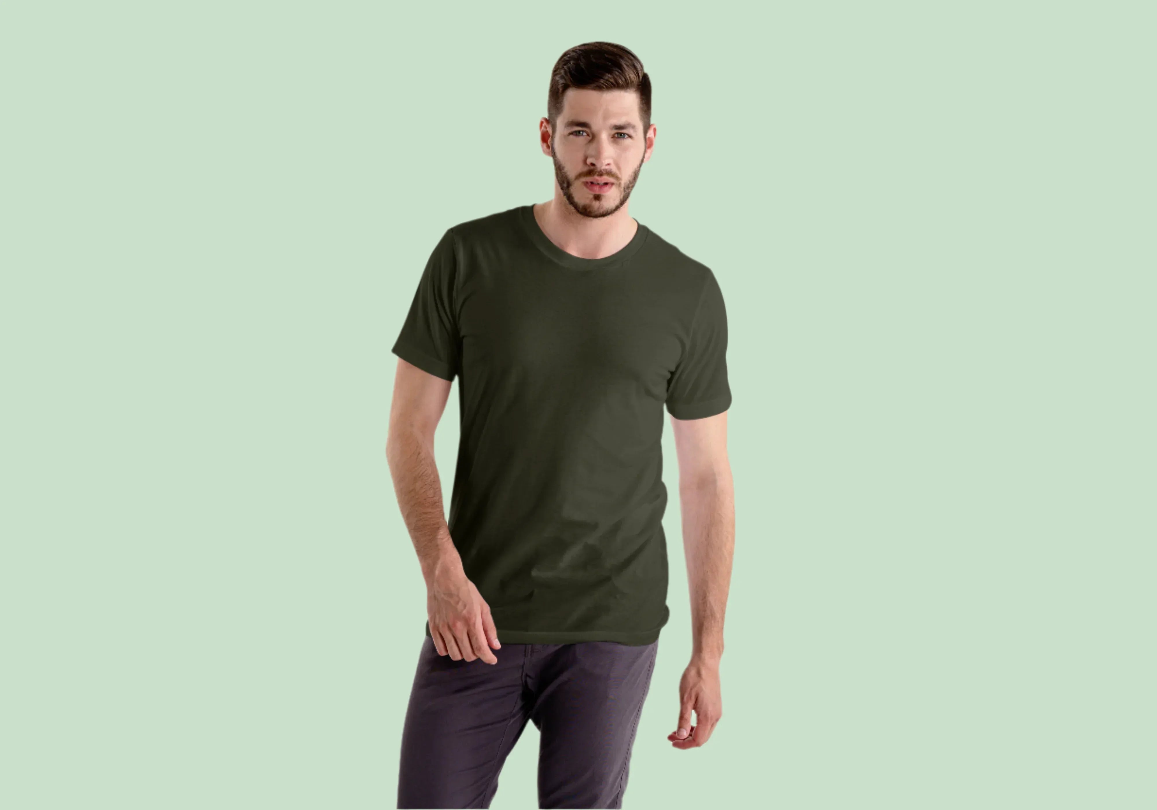 Solid Olive Green Plus Size Classic Crew T-Shirt for Men - Not So Suttle