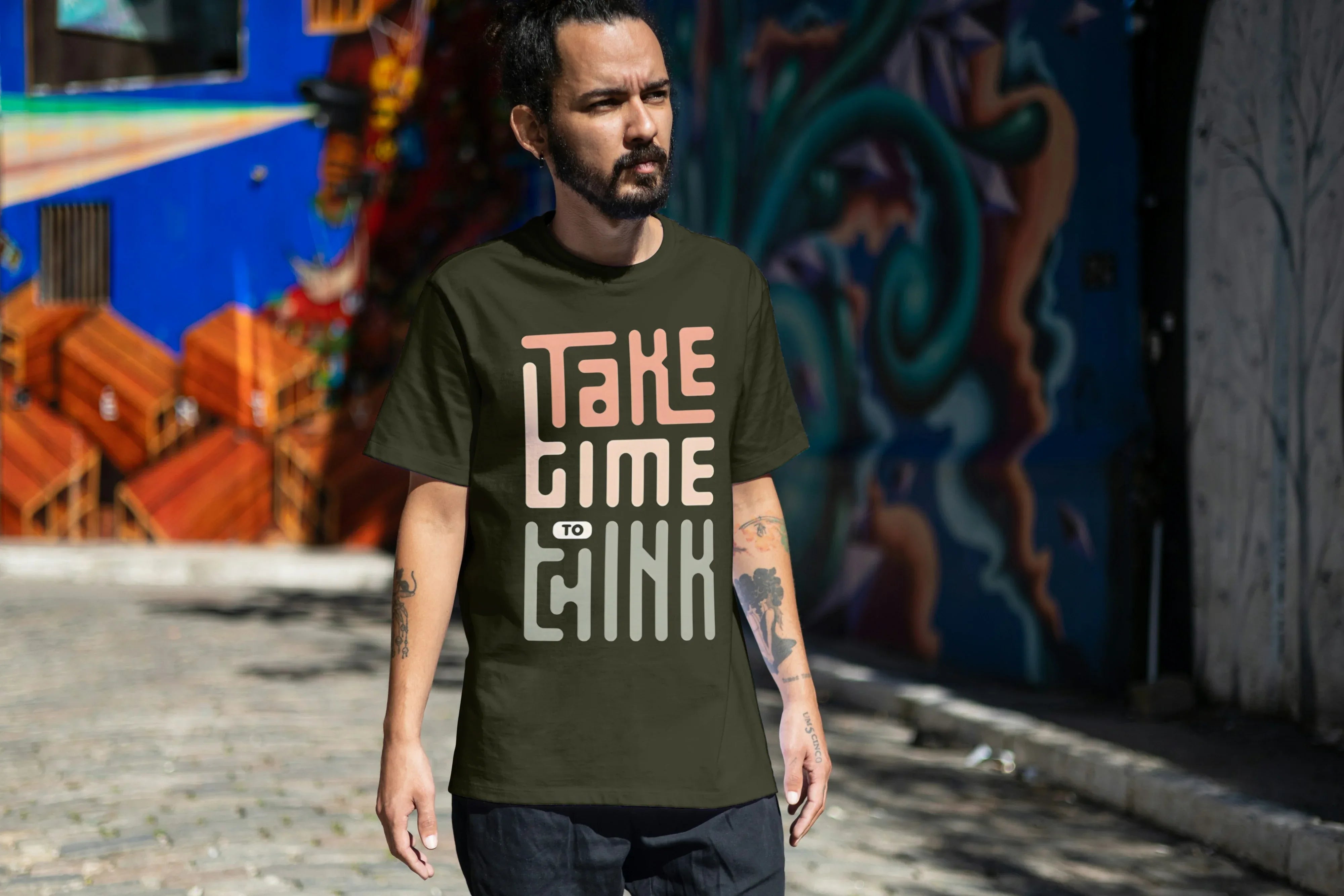 Take Time to Think Graphic Oversized Classic T-Shirt for Men - Not So Suttle