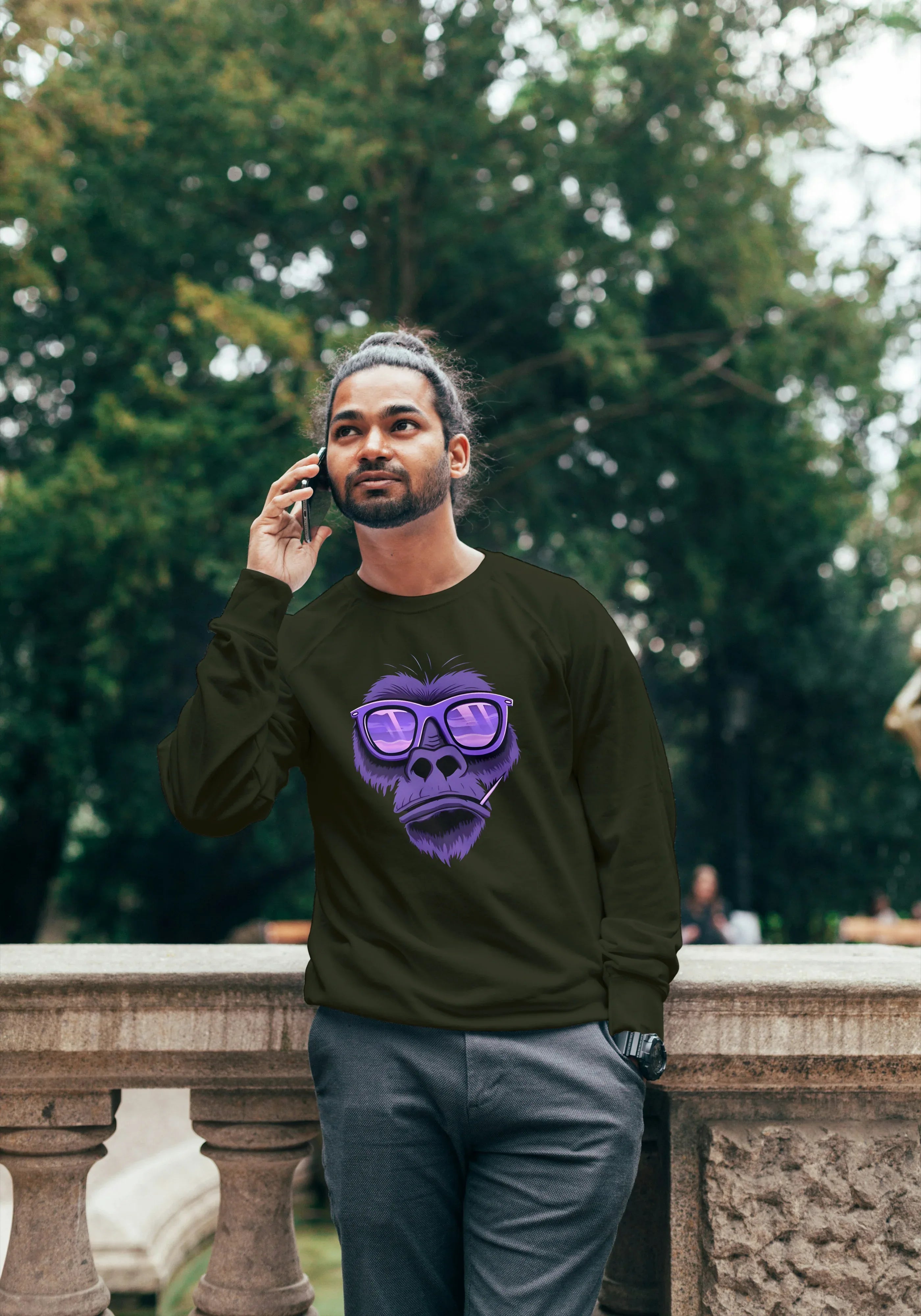 Purple Gorilla Graphic Sweatshirt for Men - Not So Suttle