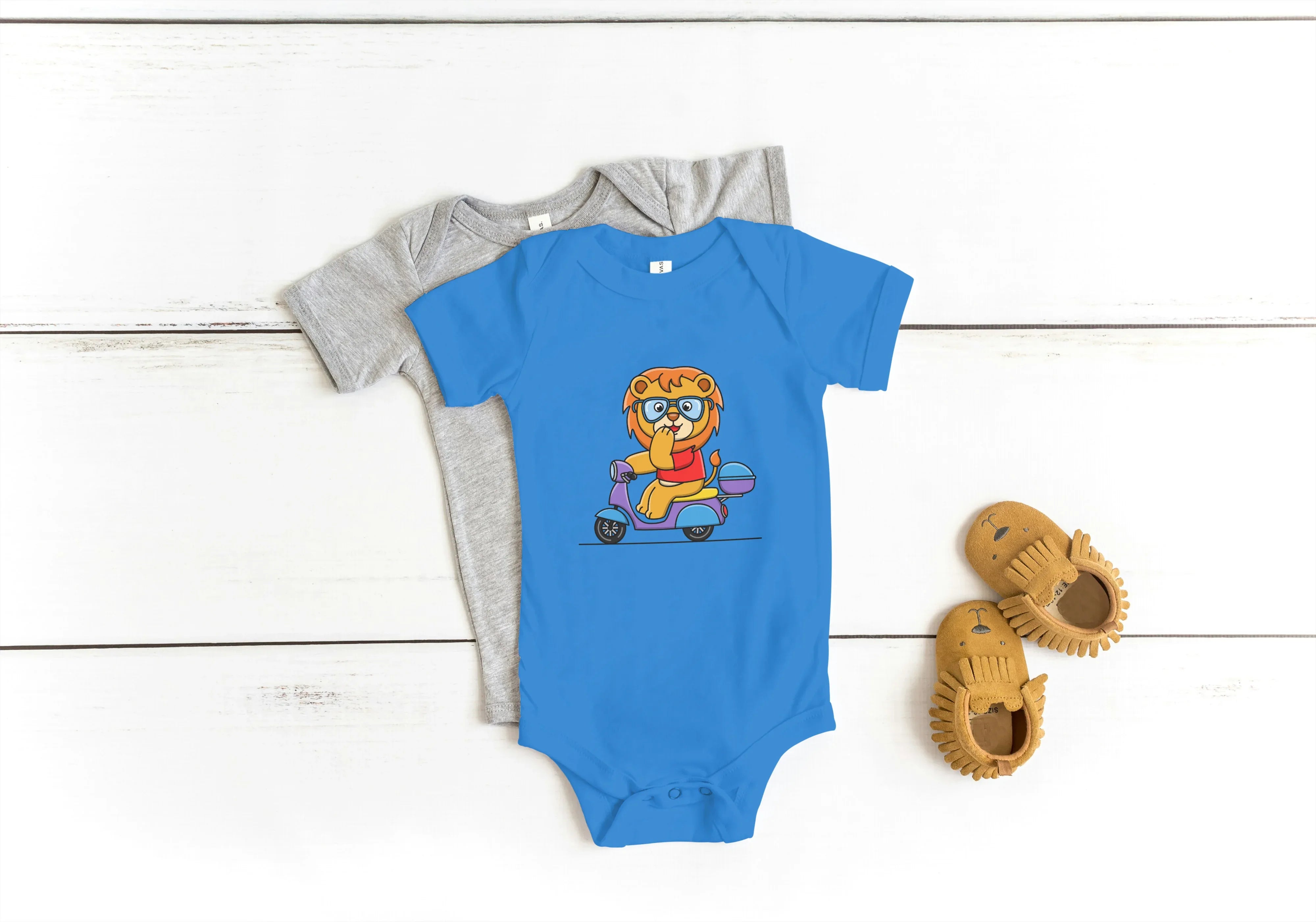 Lion on Scooter Graphic Kids Rompers - Not So Suttle